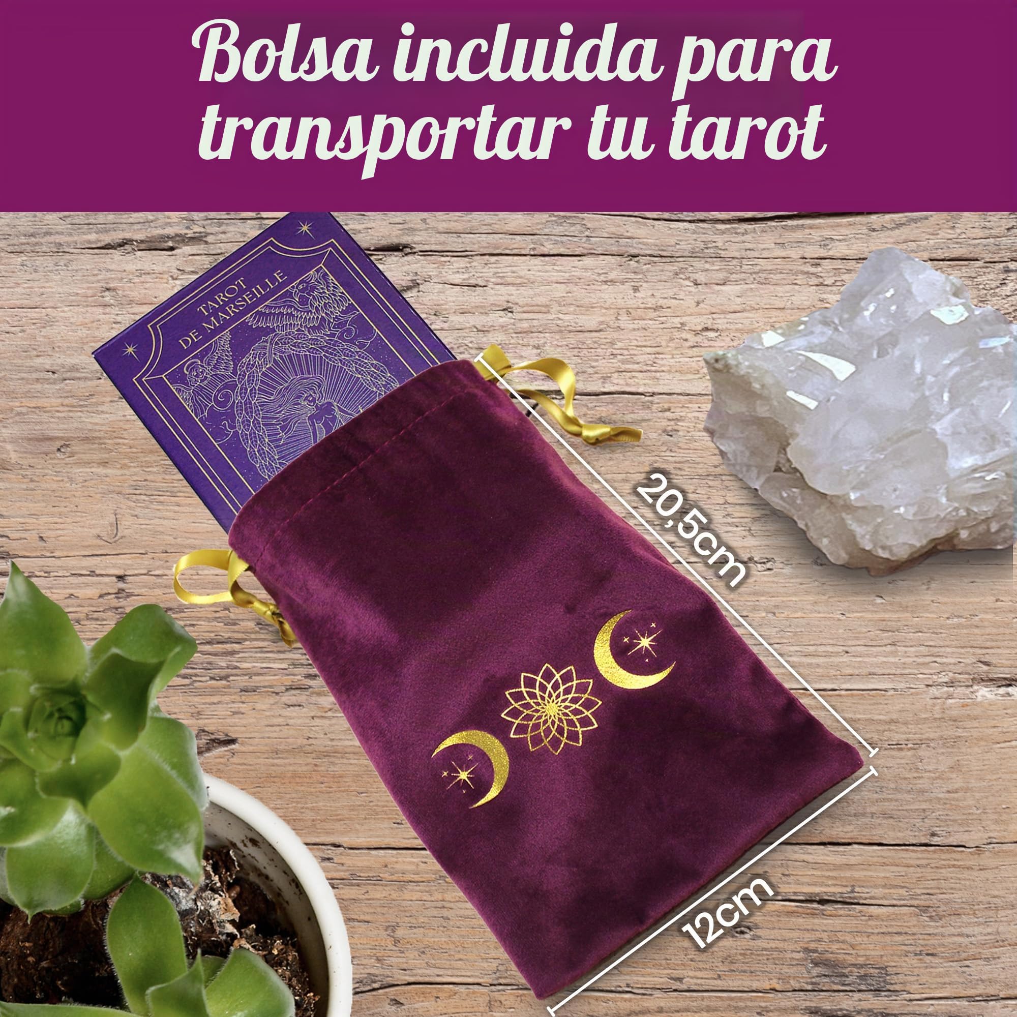 Vibratis Caja de iniciación al Tarot de Marsella: Tarot adivinatorio + Libro de 205 páginas + Mantel adivinatorio y bolsillón. Ideal para Principiantes