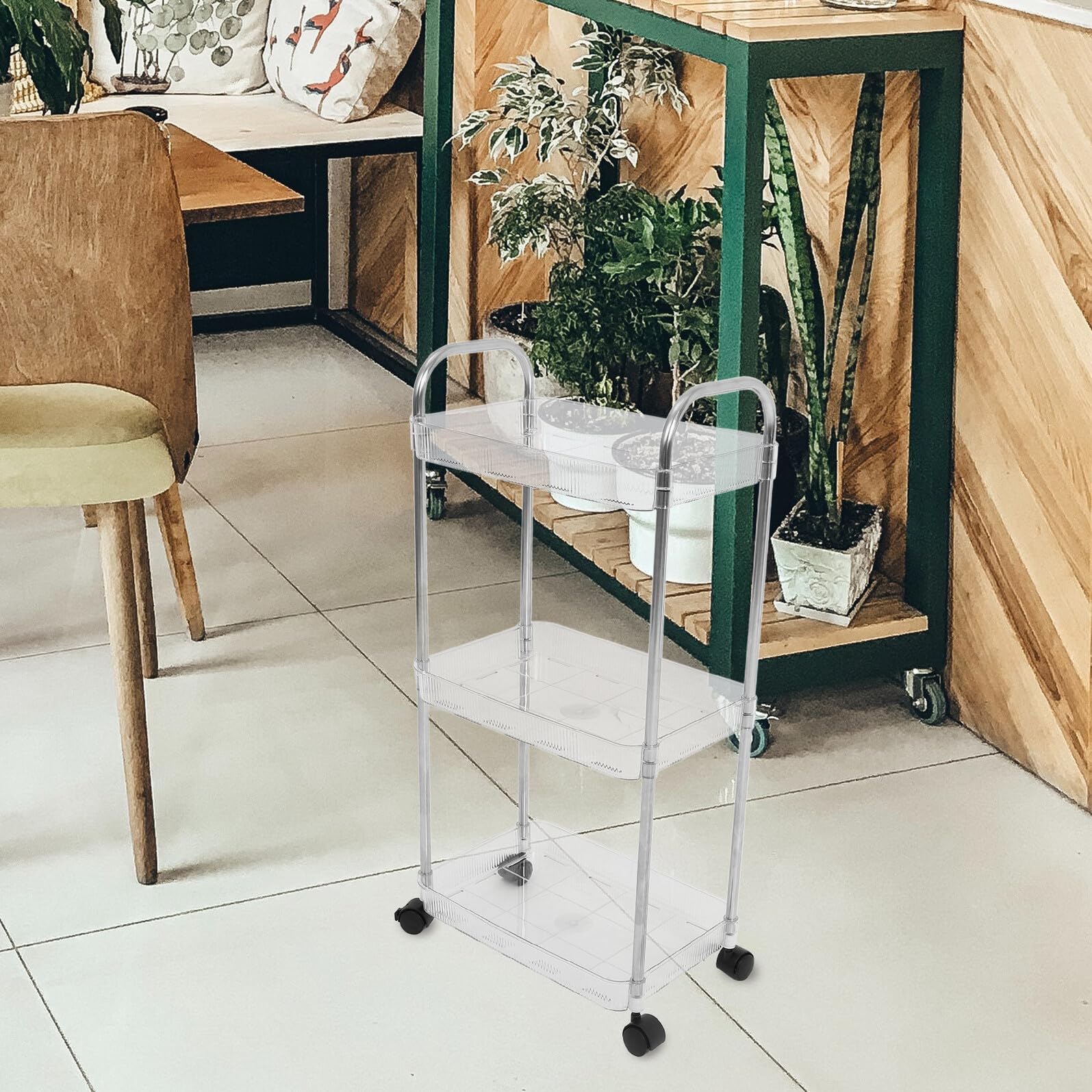Gatuida Carrello Multi-livello Ruote, Tre Ripiani in PET per Saloni