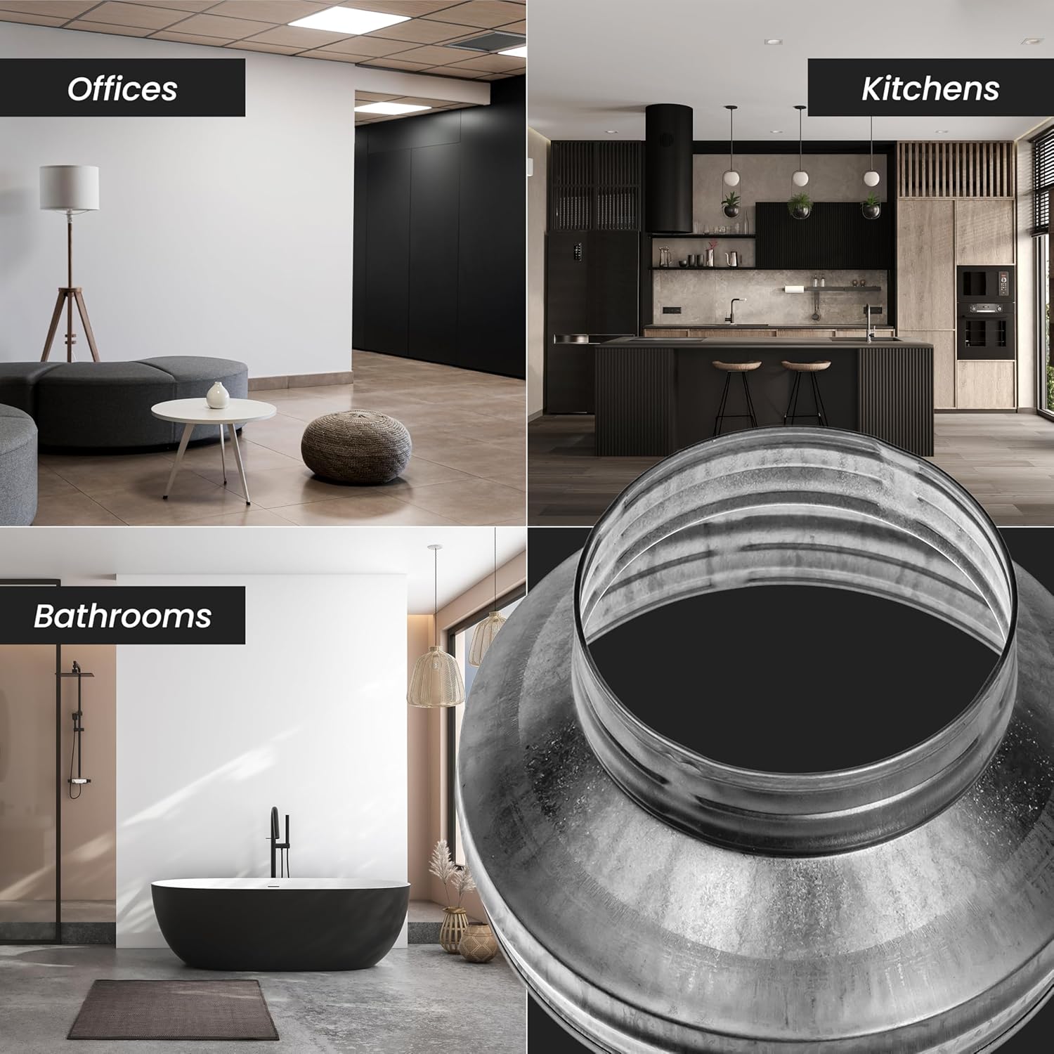 Repa Market 10" to 6" Inch Duct Reducer/Increaser – Galvanized Steel Vent Pipe Adapter HVAC & Dryer Vent Systems – Round Metal Coupling Connector for Exhaust Fans, Bathroom Ventilation, Kitchen Hoods