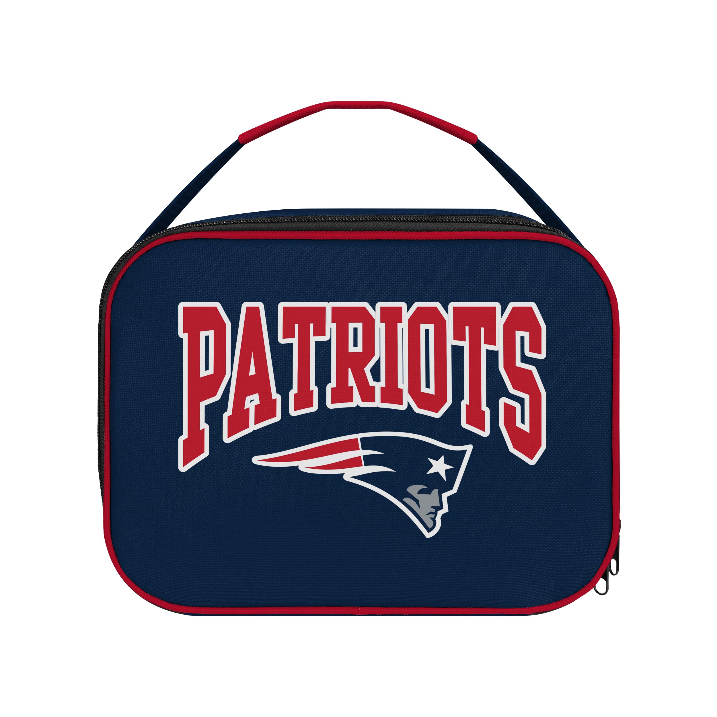 FOCO NFL Lunchtasche für Erwachsene, offizielles Lizenzprodukt, Wordmark Team-Farbe, großes Logo, Fußball, Reißverschluss, 7 l, New England Patriots