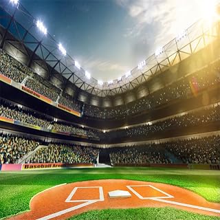 BELECO 8x8ft Fabric Baseball Backdrop Baseball Field Stadium Photography Backdrop for Baby Shower Birthday Party Decoration Sport Games Photo Background Props