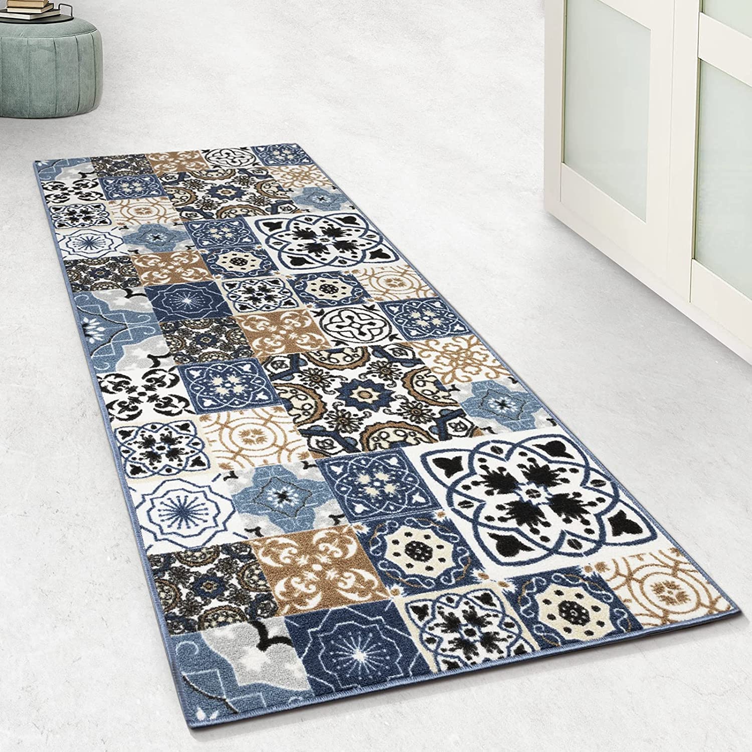 Tapis de couloir St Davids - Pour cuisine, couloir et salon - Tapis à boucles fines - Antidérapant et antistatique - Tapis de couloir (80 x 200 cm)