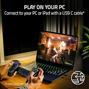 Razer Kishi Ultra Gaming Controller for Android, iPhone 15 & 16 Series, iPad Mini A17 Pro & 6 (USB C): Pro Controls - Ergonomic Grip - Stream PC, Xbox, PS5 Games on Mobile, Phone, Tablet - Chroma RGB