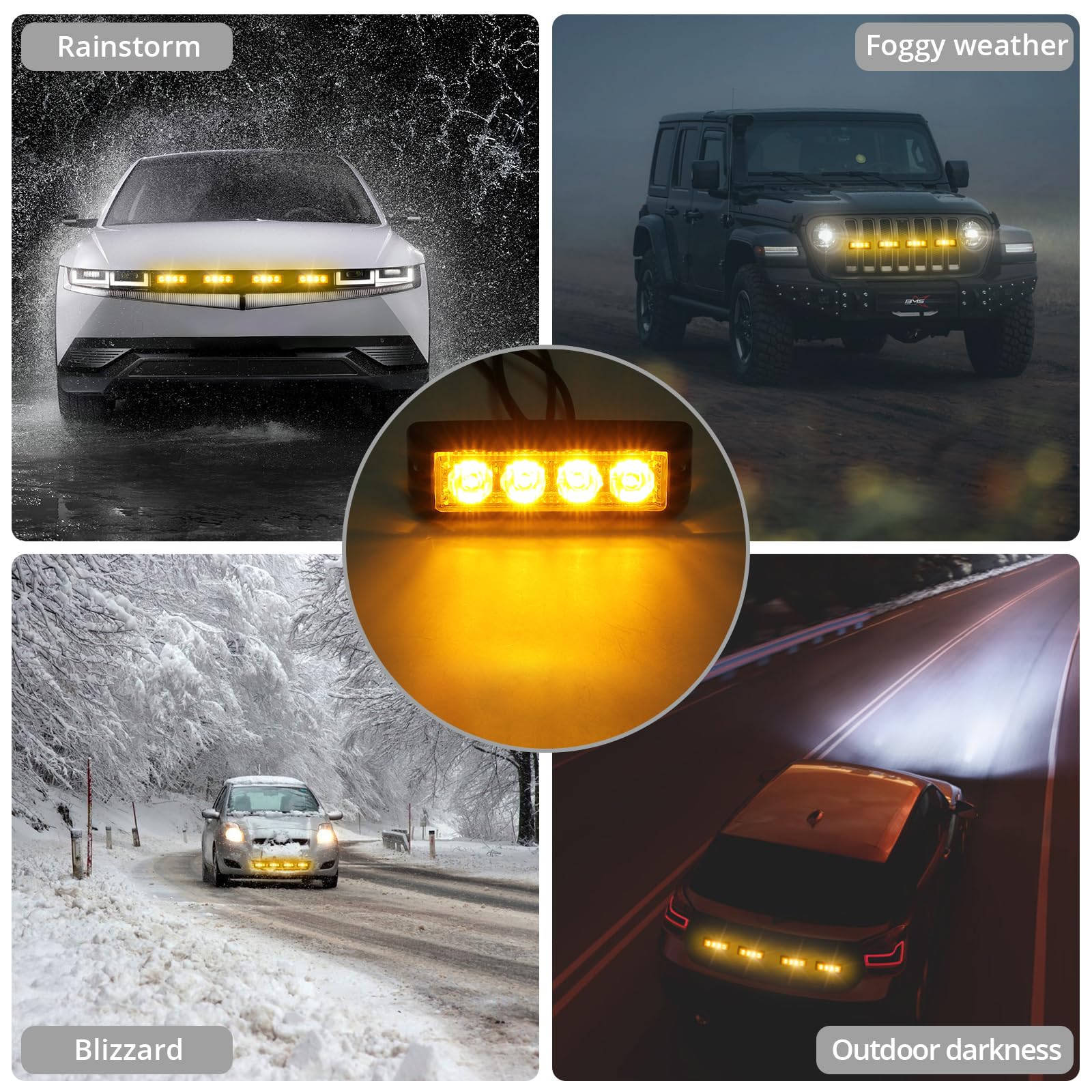 Lampe Stroboscopique Justech 40 LEDs - 12V/24V, 7 Modes, Aimant Et Ventouse, Pour Voiture, Camion, Avertissement, Fête