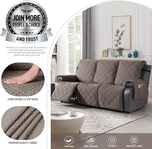 Miniatura 2 de TAOCOCO Funda de sofá reclinable 100% impermeable, funda antideslizante para sofás reclinables con correas elásticas, funda de sofá reclinable