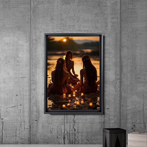 Miniatura 2 de Yoga Wall Art, Canvas Prints Yoga Meditation Studio Room Decorations Tie Dye Hippie Psychedelic Poster with Frame Meditating Peace Wall Art Hanging