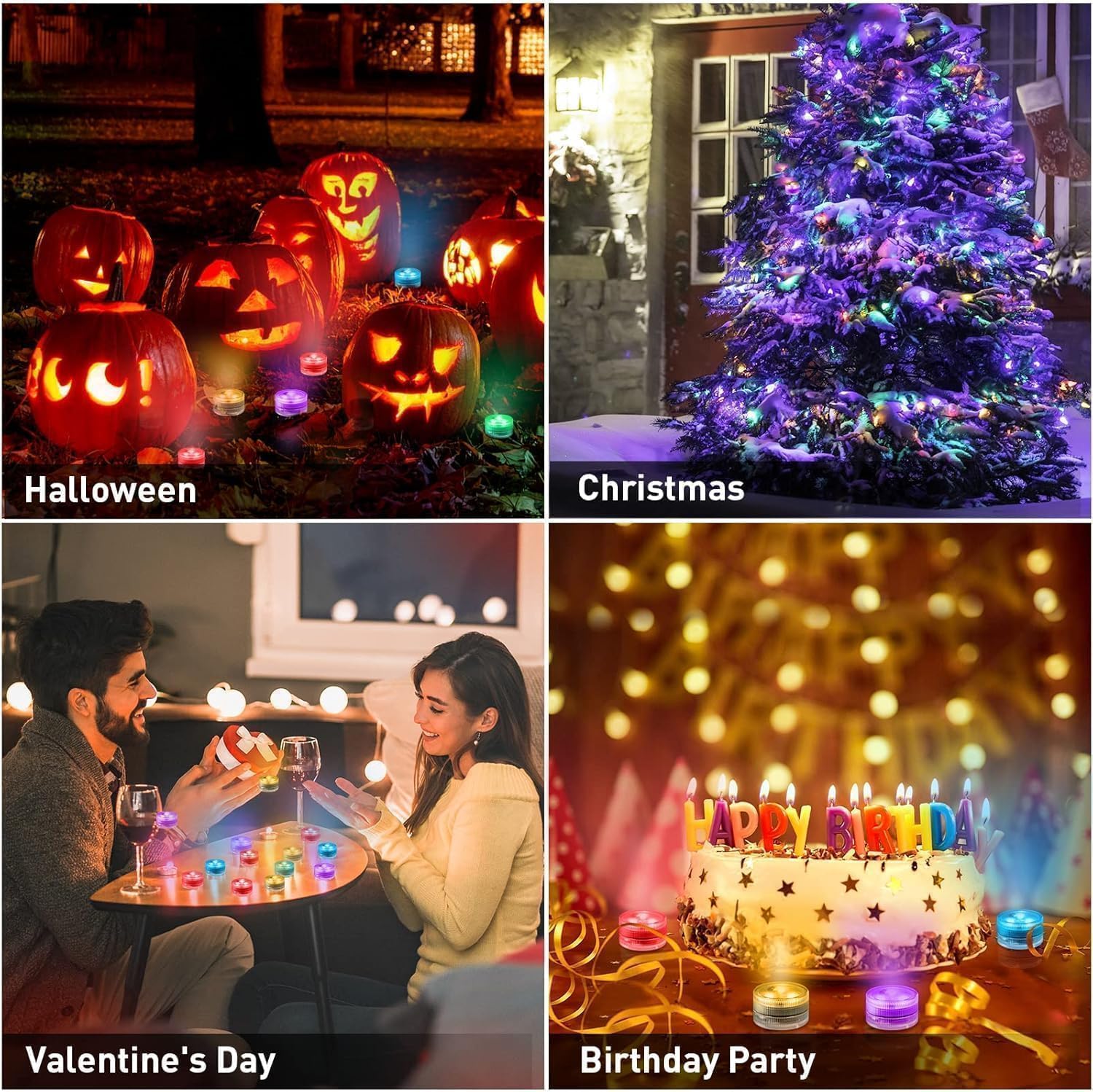 Mini Unterwasser Licht RGB Multi Mehrfarbige LED Teichbeleuchtung 10pcs Wasserdichte Teelichter mit Fernbedienung Multicolor Halloween Dekoration für Garten Aquarium Vase Badewanne Hochzeit Spa