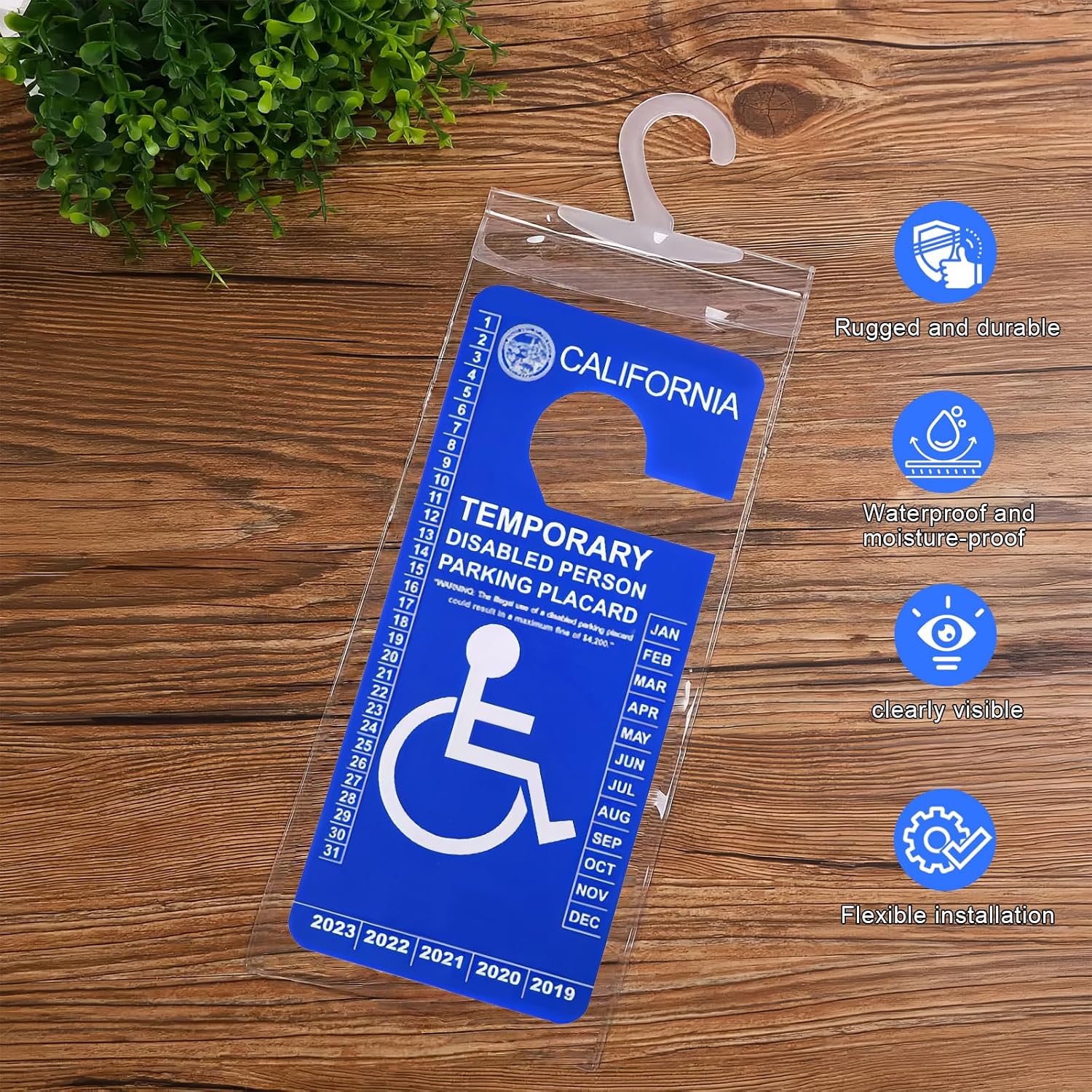 4 PCS Handicap Placard Holder - Ultra Transparent Disabled Parking Permit Placard Protective Holder Cover with Large Hook for Auto Accessories