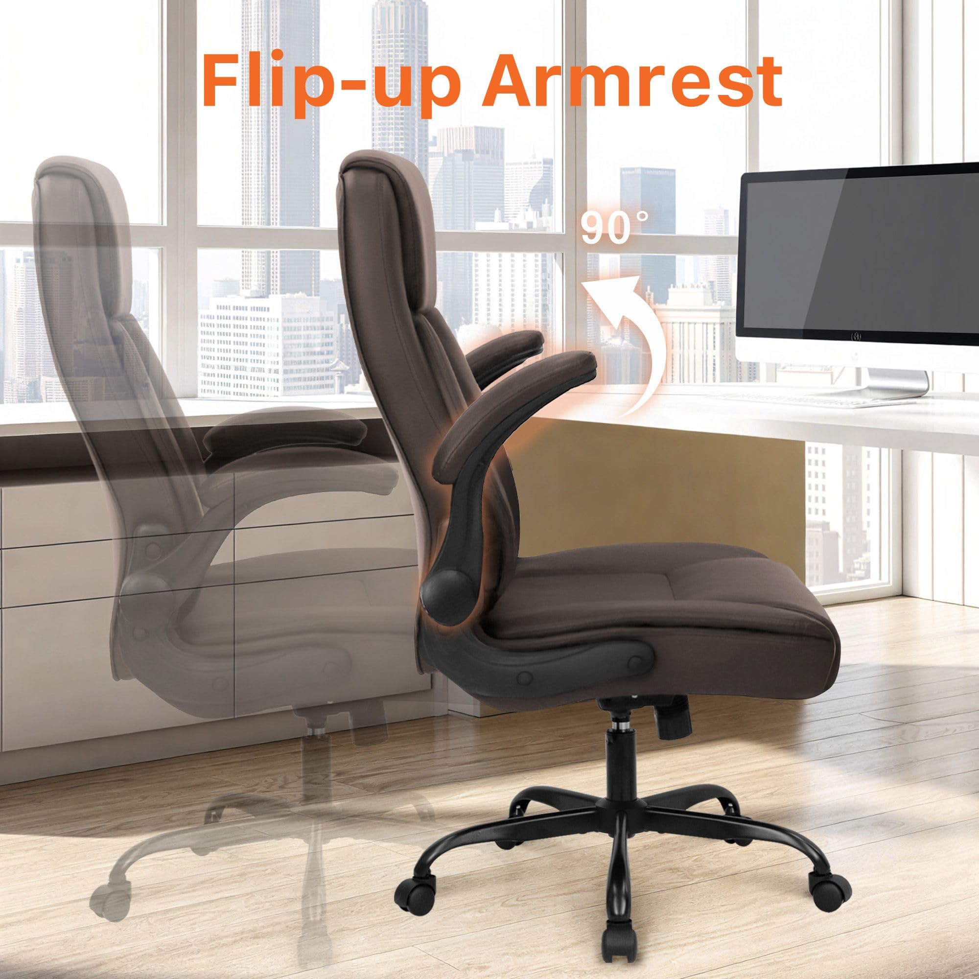 NEO CHAIR Ergonomic Office Desk Gaming Computer Chair Executive High Back Support Flip-up Arms Adjustable Height Swivel Rolling — view 6