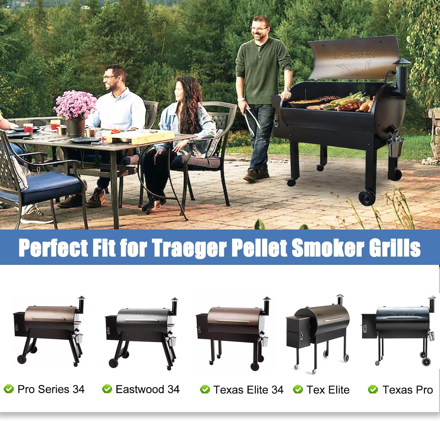 Criditpid BAC-006 Drip Tray Replacement Parts for Traeger Pellet Grills/Tex Elite Pellet Smoker Grills, BAC006 Stainless Steel Drip Pan Heat Baffle for Traeger Pro 34 Series, Texas, Texas Pro Grill