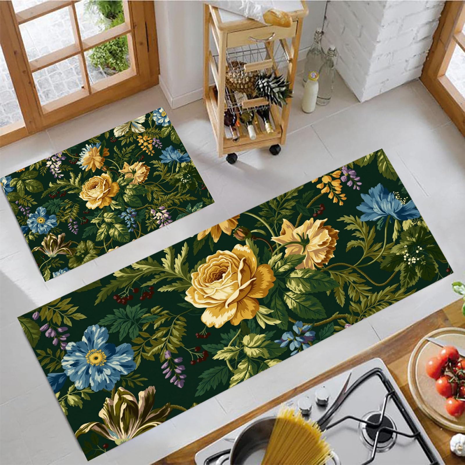 Tapis de cuisine antidérapants lavables 44x75+44x120cm lot de 2