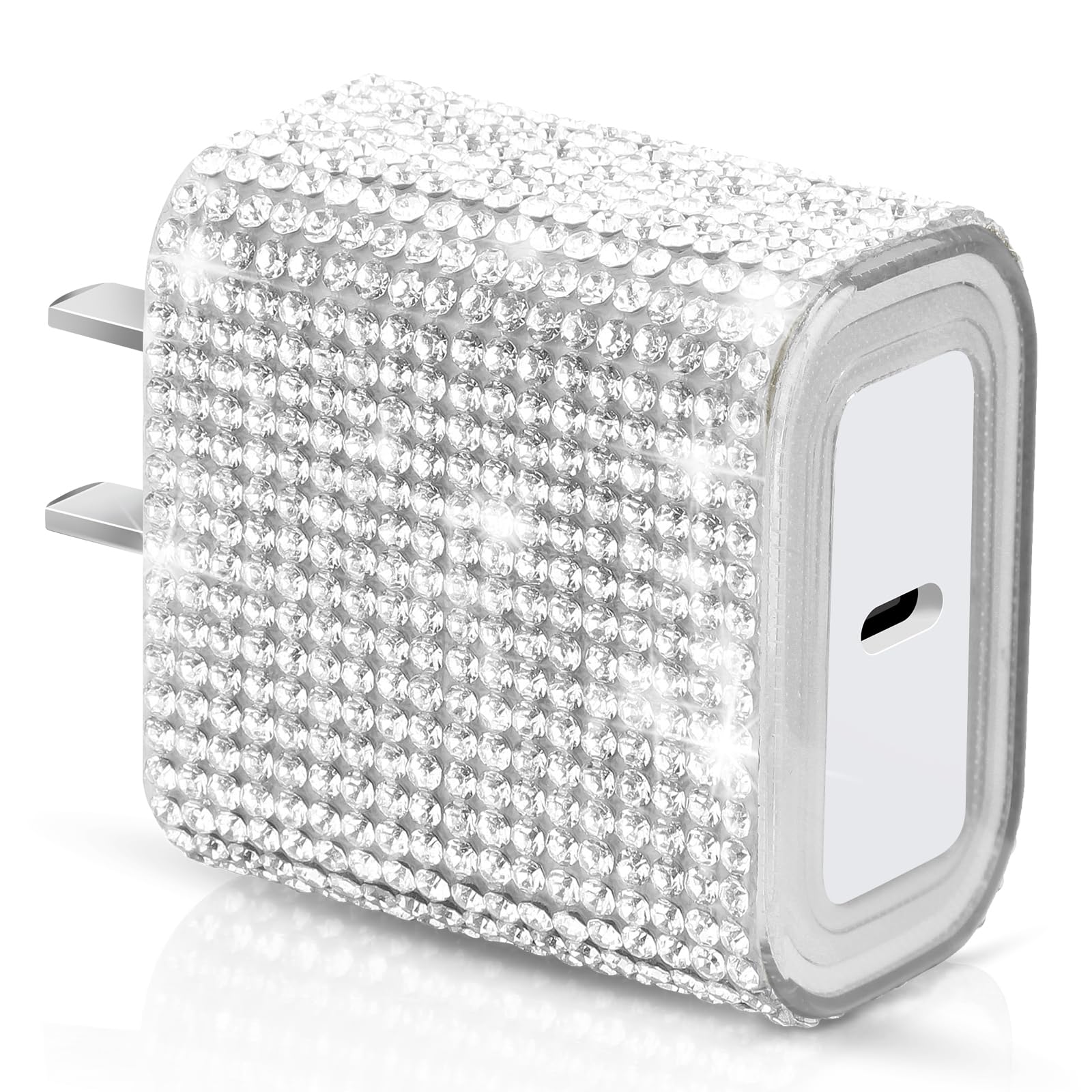 Aolcev for iPhone Charger Fast Charging Bling USB C Charging Block 30W Rhinestones Type C Charger Blocks for iPhone 17 16 15 14 13 12 iPad Bling Fast