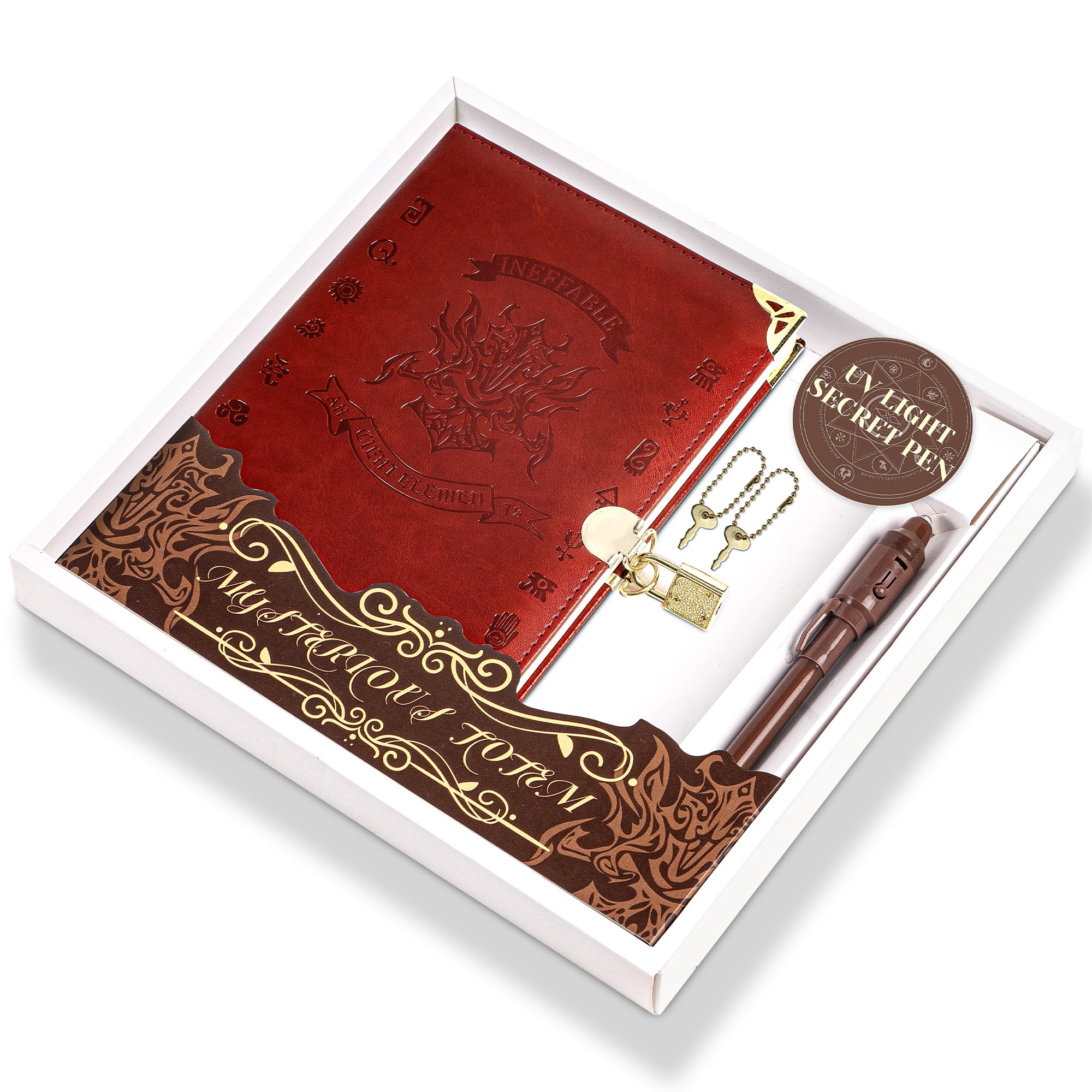 Yoment Secret Diary with Lock for Kids Girls Magical and Fun Lock Journal with Keys,Stickers, Invisible Pen,Vintage Diary Journal for Writing Festival