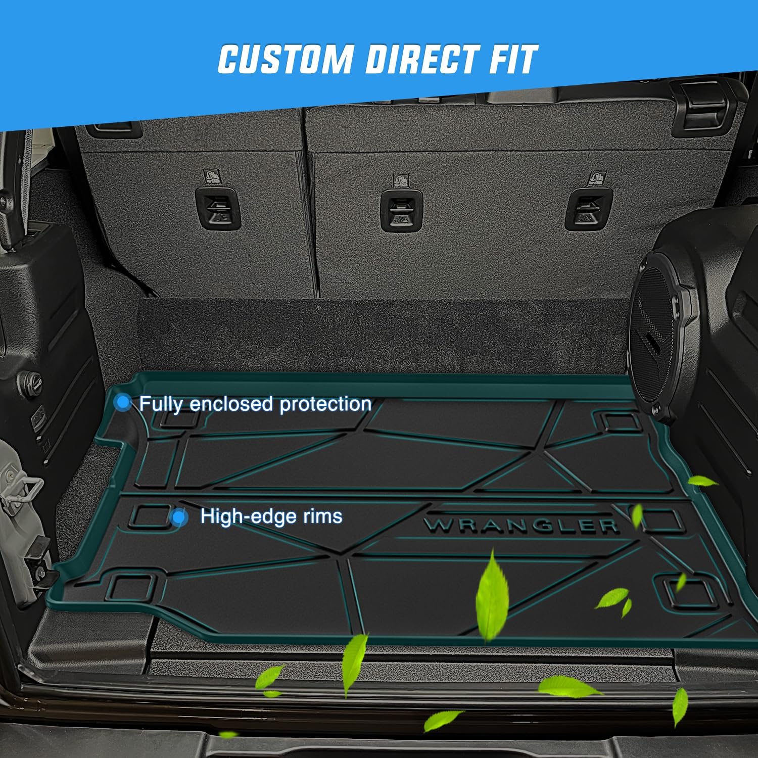 Nilight Cargo Mats for Jeep Wrangler JL Unlimited 4 Door with Subwoofer Only 2018 2019 2020 2021 2022 2023 2024 2025 (Not for JK or 4XE),All Weather Protection Heavy Duty Cargo Liners 2018-2025 Jeep Wrangler w/Subwoofer|Cargo Mat