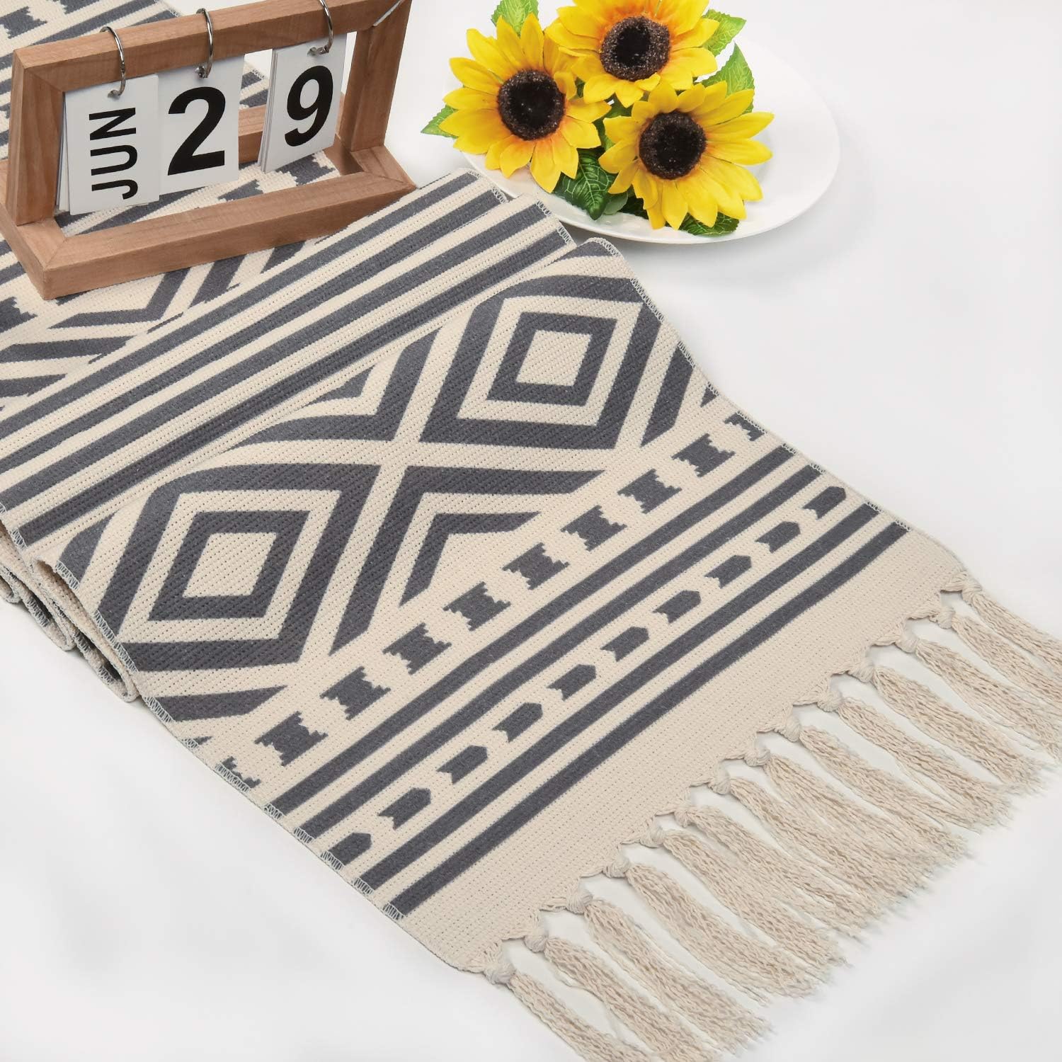 Tор Rаtеd Alishomtll Bohemian Braided Table Runner Set with Tassels, Grey and White Table Runner with 4 Placemats, Geometric Table Mats Set for Summer, Catering Events, Indoor and Outdoor Parties, 14 x 72 Suреr Chеар 🛒 Alishomtll Bohemian Braided Table Runner Set with Tassels, Grey and White Table Runner with 4 Placemats, Geometric Table Mats Set for Summer, Catering Events, Indoor and Outdoor Parties, 14 x 72