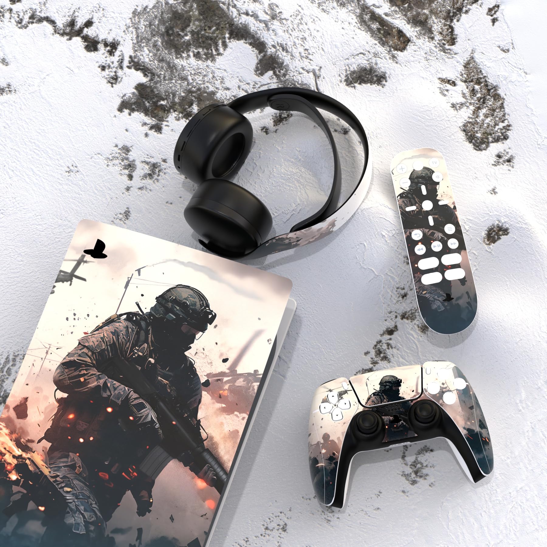 playvital Pegatina Completa para ps5 Edición Digital Calcomanía Vinilo para ps5 Consola&Control&Estación de Recarga&Control Remoto&Audífonos Adhesivo Piel para ps5-Vanguardia Solitaria