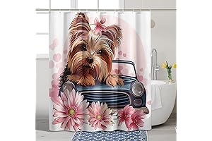 Cute Yorkie Dog Shower Curtain: Bring Spring Delight to Your Bathroom