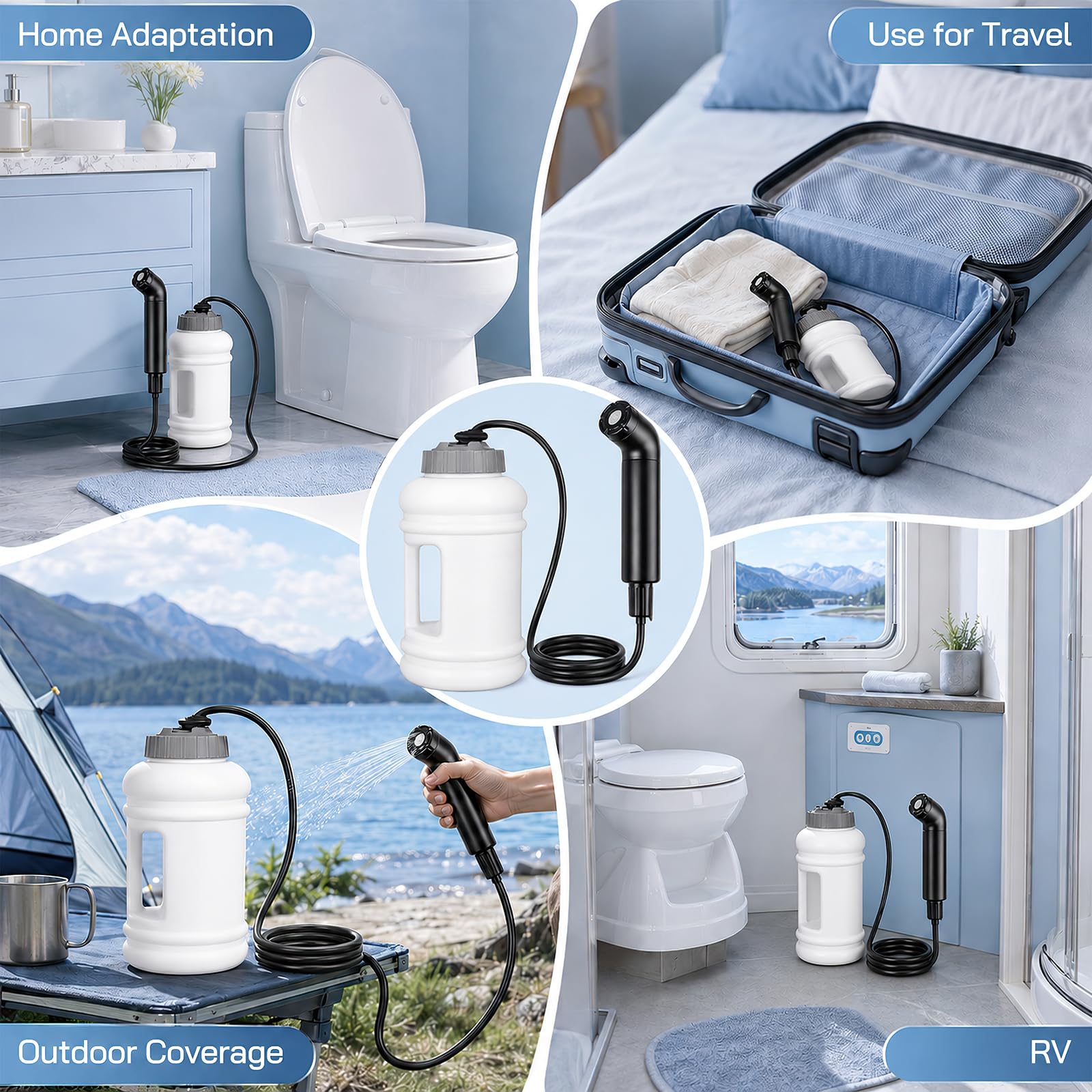 Bidet Elettrico Portatile, 2,5 L Flacone Lgiene Perineale Viaggi e Campeggio 3 Modalità Flusso Indicatore Batteria Dispositivo Lavaggio Perineale Manuale Ricaricabile per Lgiene Intima Cura Post-parto