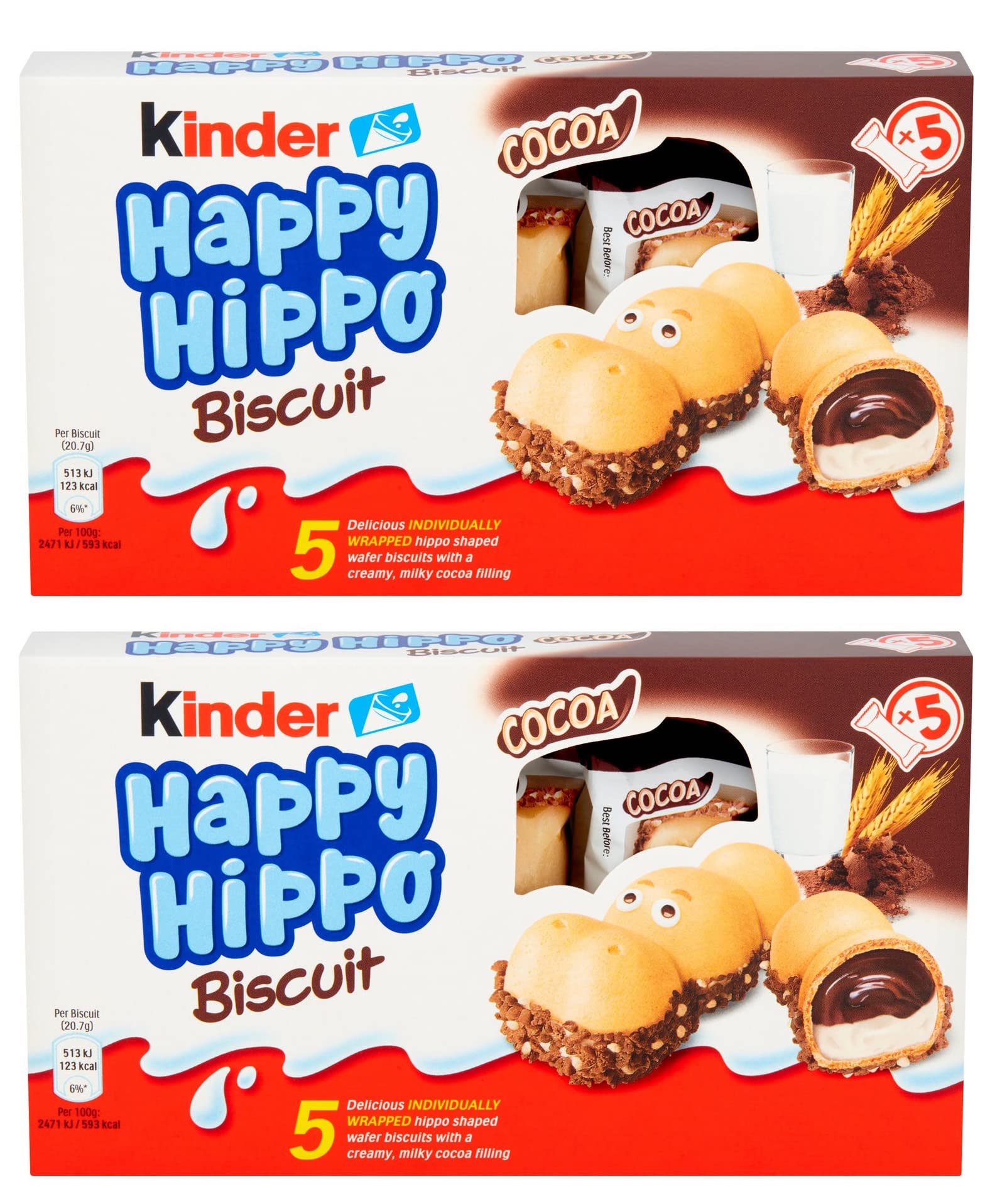 Kinder Happy Hippo Milk & Cocoa Cream - 5 Biscuits 103g (Pack of 2) (B0BVWJCP6P) Amazon Price History, Amazon Price Tracker