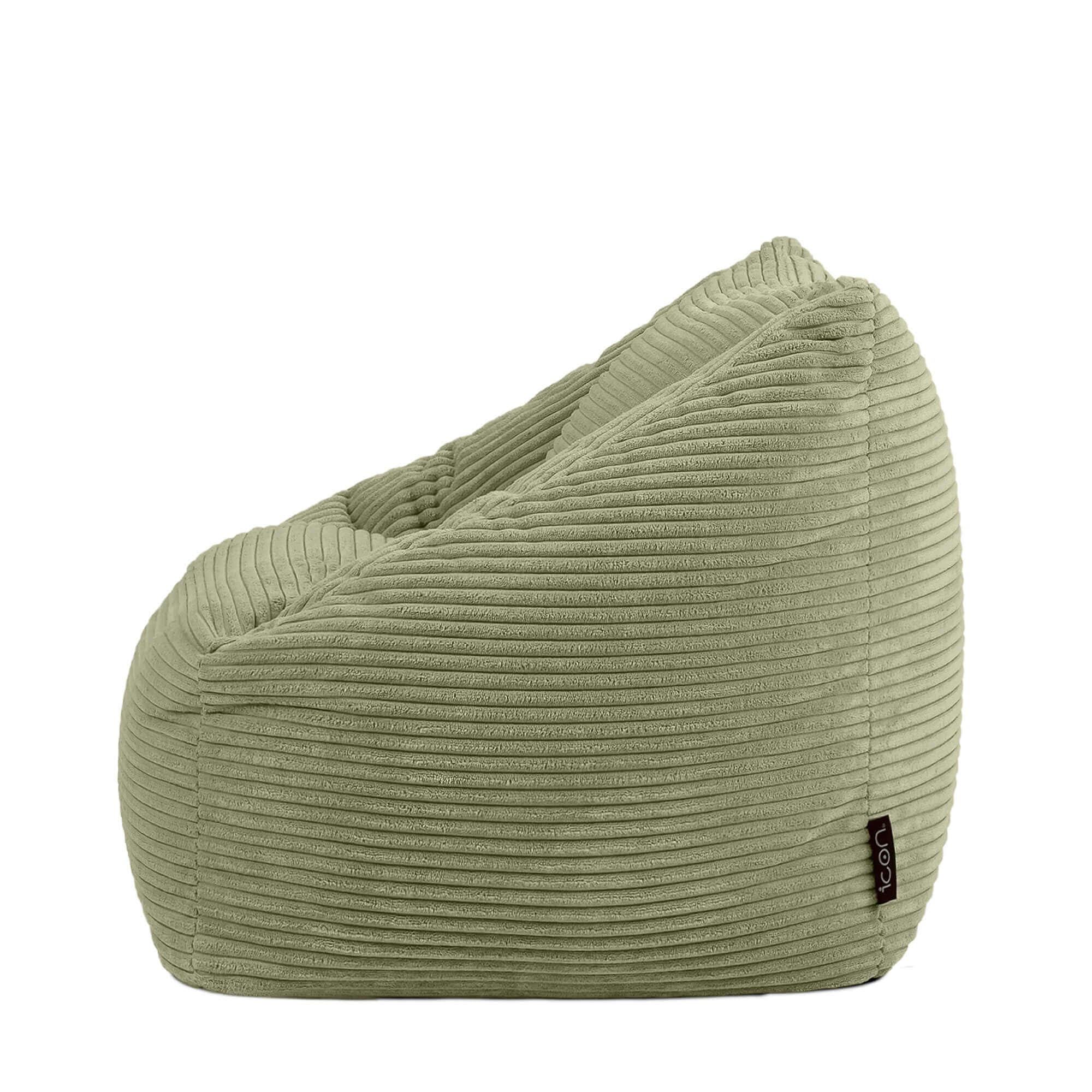 Icon Natalia Sitzsack Kinder, Salbeigrün, Flauschiger Cord Stoff, Sitzsack Cord mit Füllung, Bequemer Kinder Sessel, Kuschelsessel, Lese Sessel, Schlafzimmer, Kinderzimmer, Spielzimmer