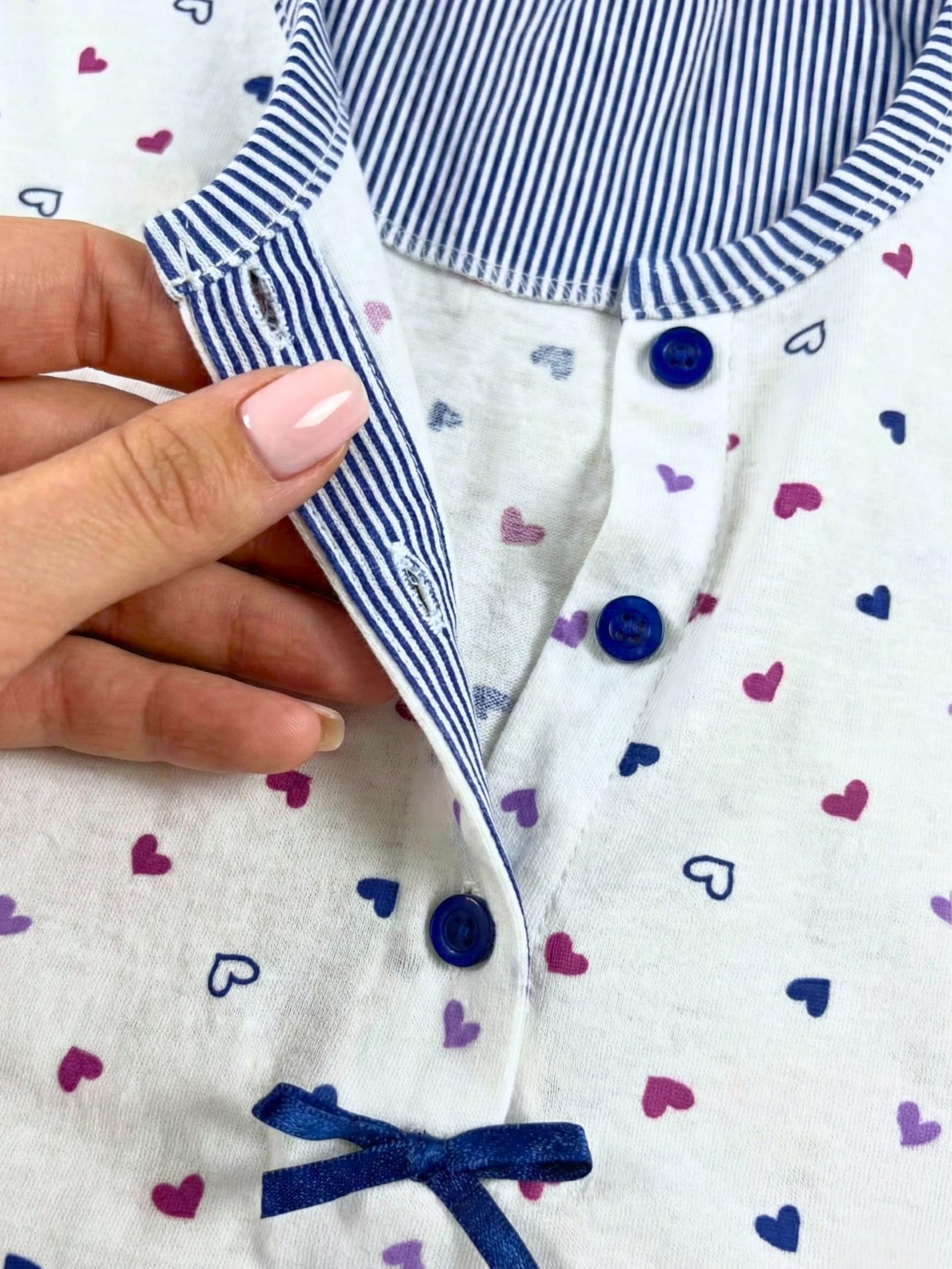 o-day Vanuè Pigiama Donna Cotone Leggero 100% - Ideale per Primavera e Mezze Stagioni - Completo di Maglia con Bottoni e Pantalone Comodo - 5