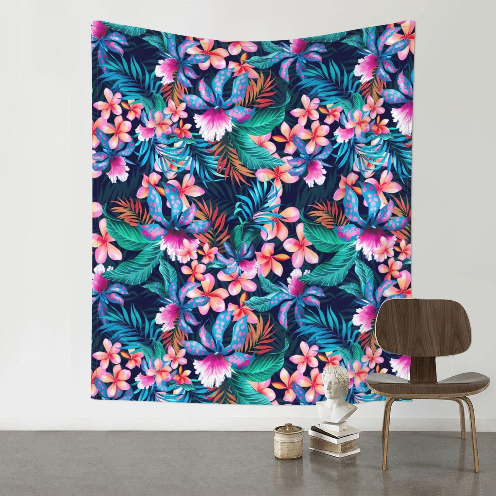 YYHWHJDE Tropical Floral Leaves Prints 60x51in Wall Tapestry – High-Grade Polyester Throw for Dorm, Beach & Home Decor