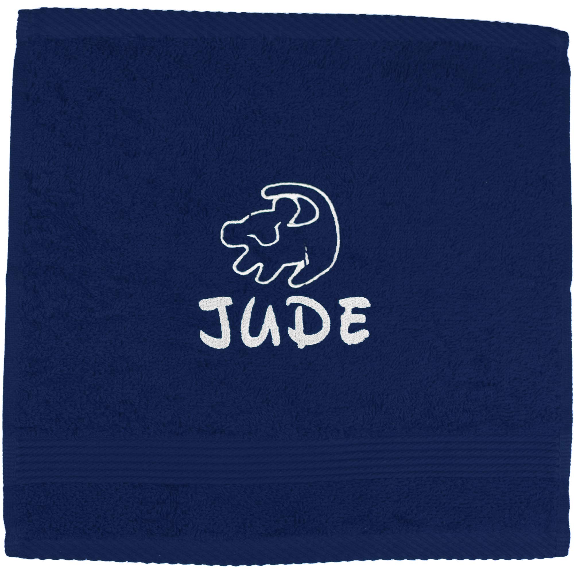 TeddyTs Personalised Lion Face Cloth Flannel (Navy Blue)