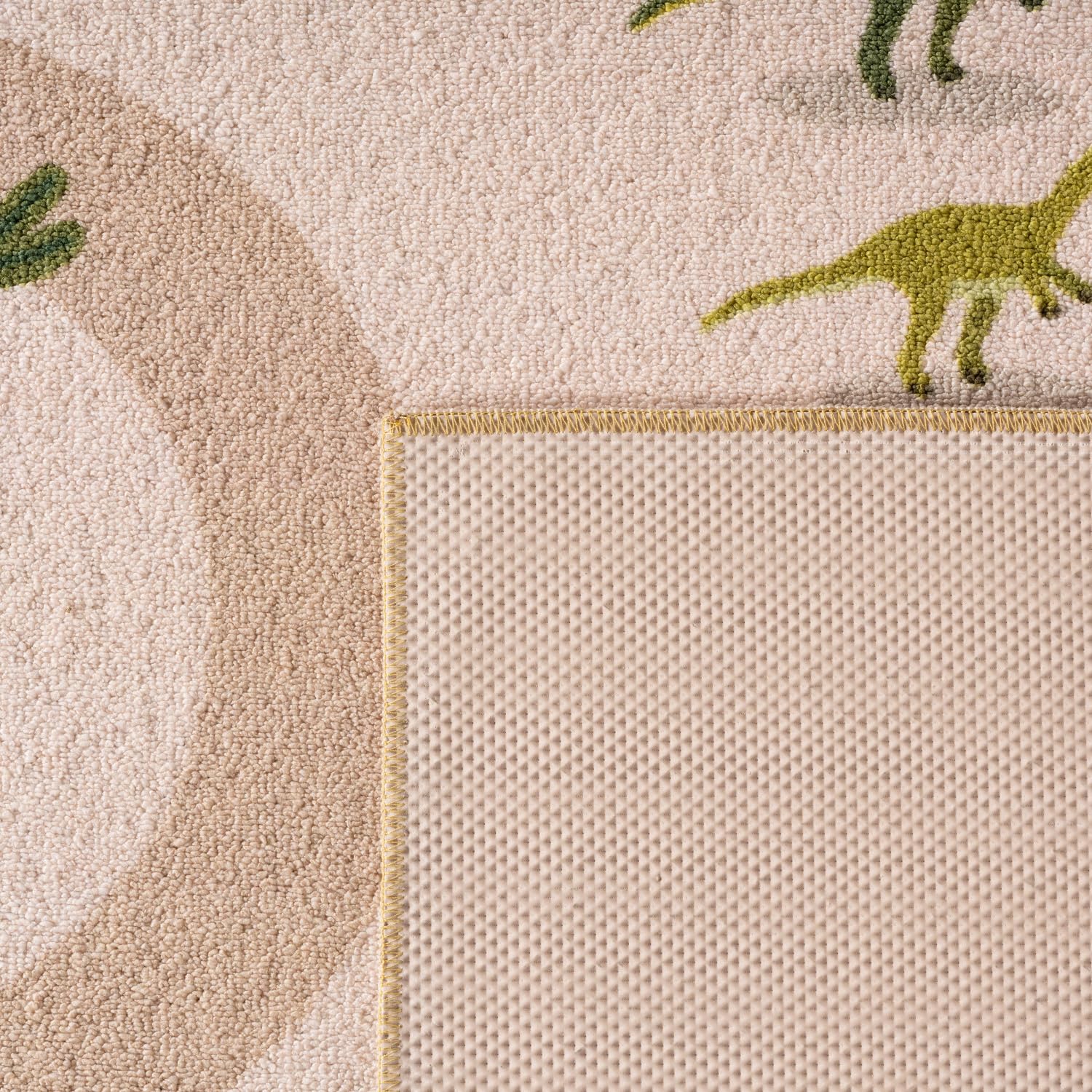 Carpetsale24 Dywan Dzieciecy Dinozaury Dywan do Zabawy do Pokoju Dzieciecego w Kolorze Beżowym Motyw Dino z Drogami rozmiar 120x170 cm idealny jako dywan do zabawy