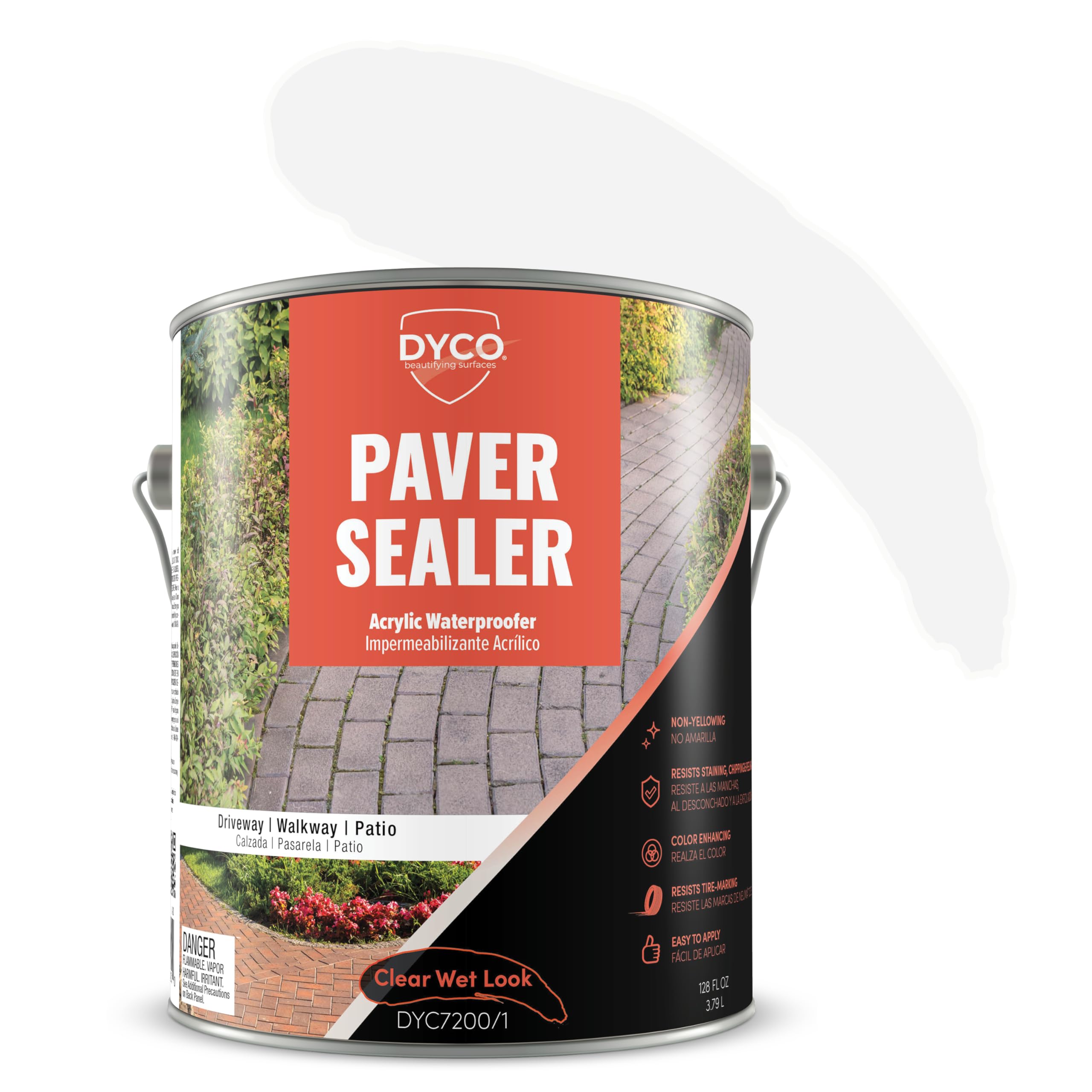 Dyco Paver Sealer Acrylic Waterproofing Sealer - Clear, 1 Gallon, Paver Sealer Wet Look, Concrete Patio Sealer, Concrete Sealer Driveway