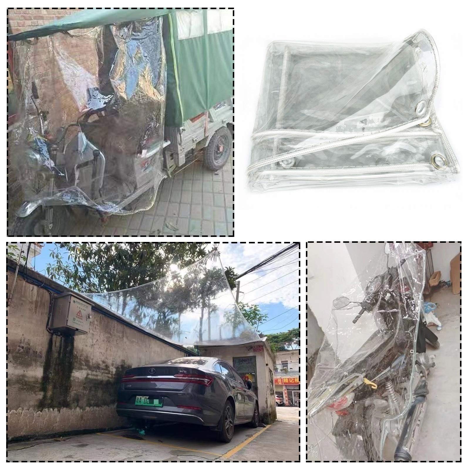 Telone Impermeabile Copertura per mobili da Giardino Trasparente Leggera Copertura per Esterni in plastica Trasparente per Tende da Esterno Balcone Protezione delle Piante, con Occhielli