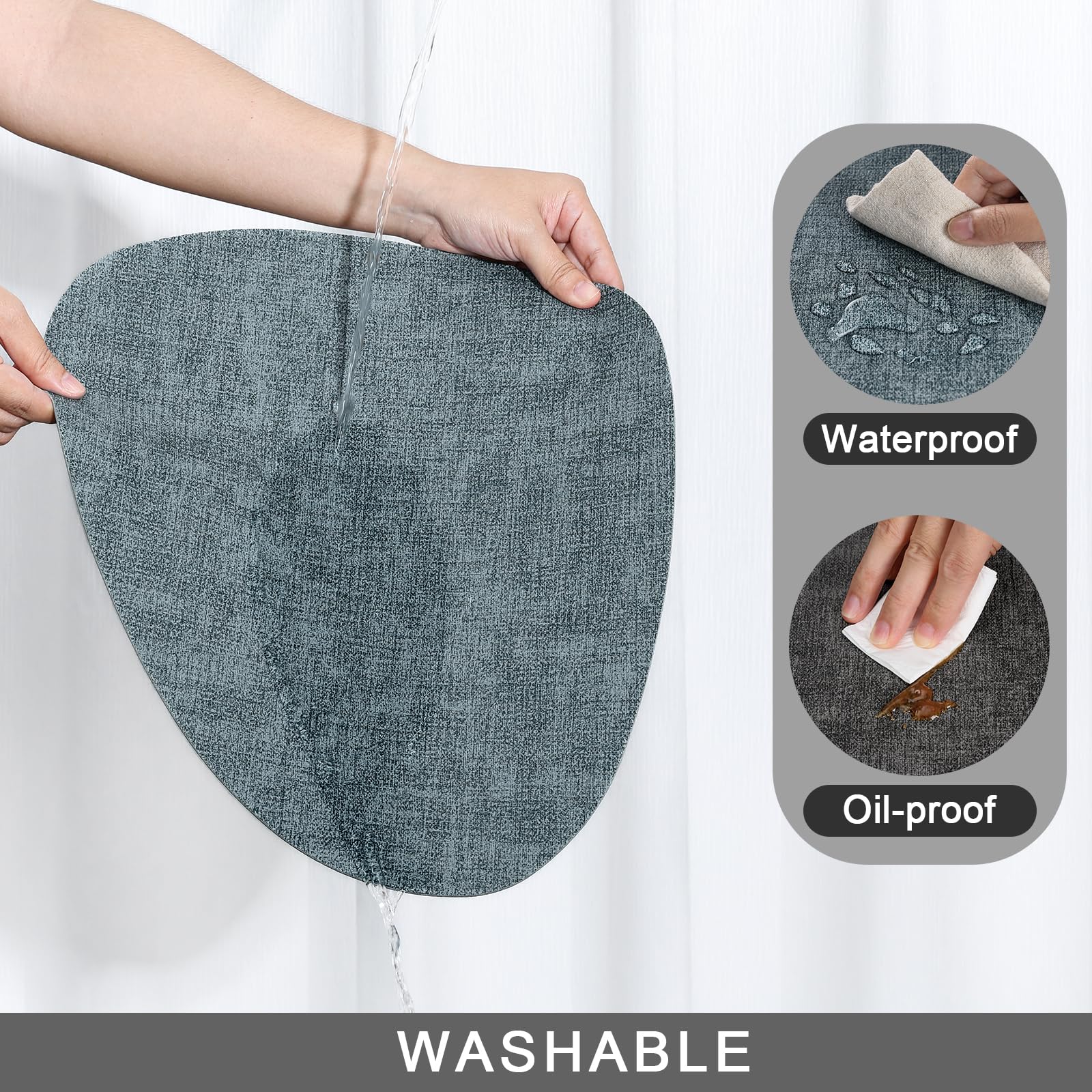 Chitomars Placemats en onderzetters, set van 6, placemats, tafelmatten, koffiematten, placemats, set van 6, driehoekig, waterdicht, afveegbaar, dubbelzijdige keuken, hittebestendig, antislip, wasbaar
