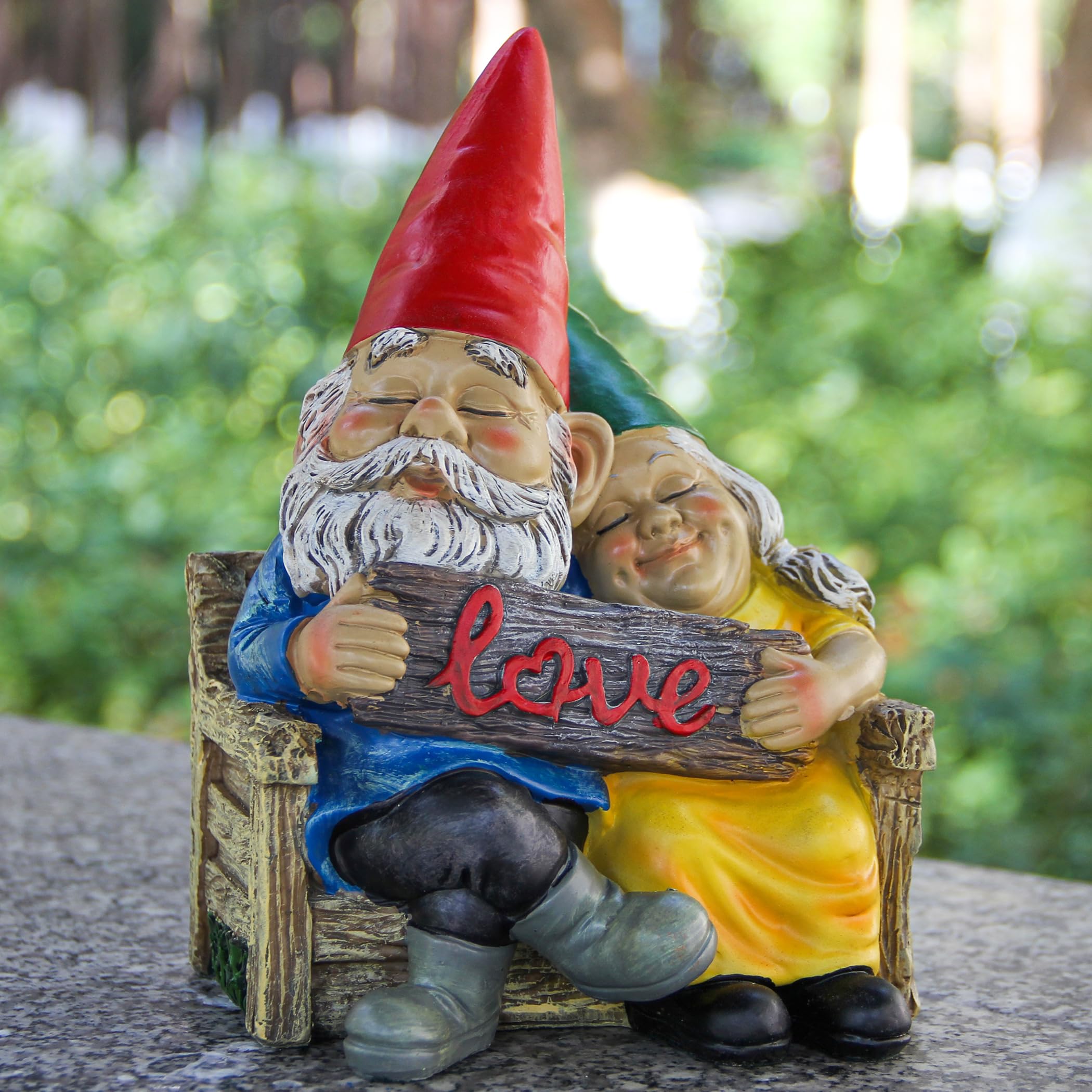 Nain de Jardin Extérieur Rigolo - Couple Amoureux sur Banc, Statue Décorative Résistante aux Intempéries, Décoration de Jardin Originale pour Balcon et Terrasse, Cadeau de Mariage et Anniversaire