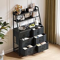 Coleshome Cassettiera Camera da Letto con 6 Cassetti in Tessuto, Como Camera da Letto Con 3 Ripiani, Per riporre e esporre, adatto per camera da letto e soggiorno, 80 x 28,5 x 122 cm,