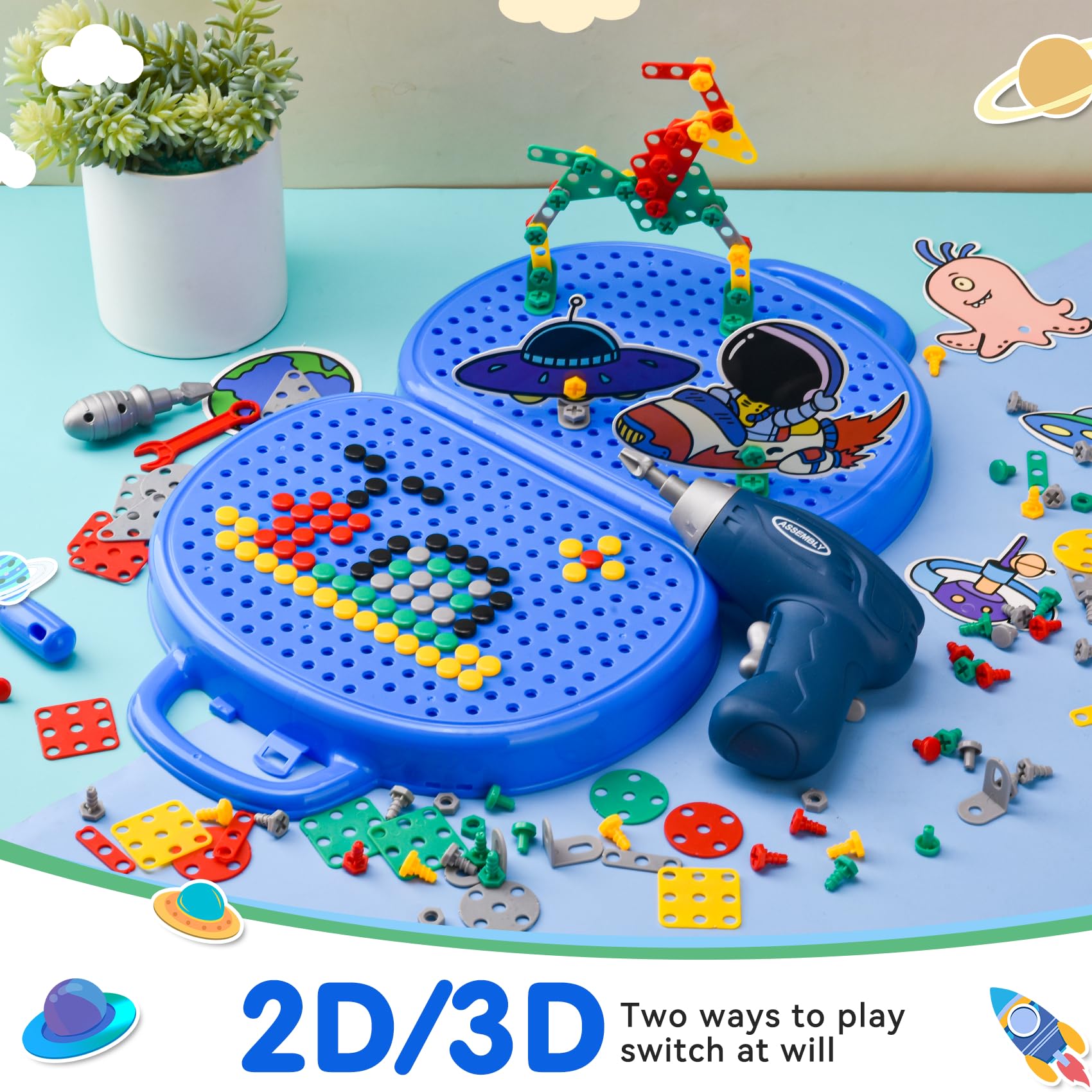 Giocattoli Montessori, Montessori Scatola Giocattolo con Trapano, Scatola Magica dei Giocattoli Montessori, Magic Montessori Play Toolbo Cassetta Giocattolo per Bambini 3 4 5 Anni (C)