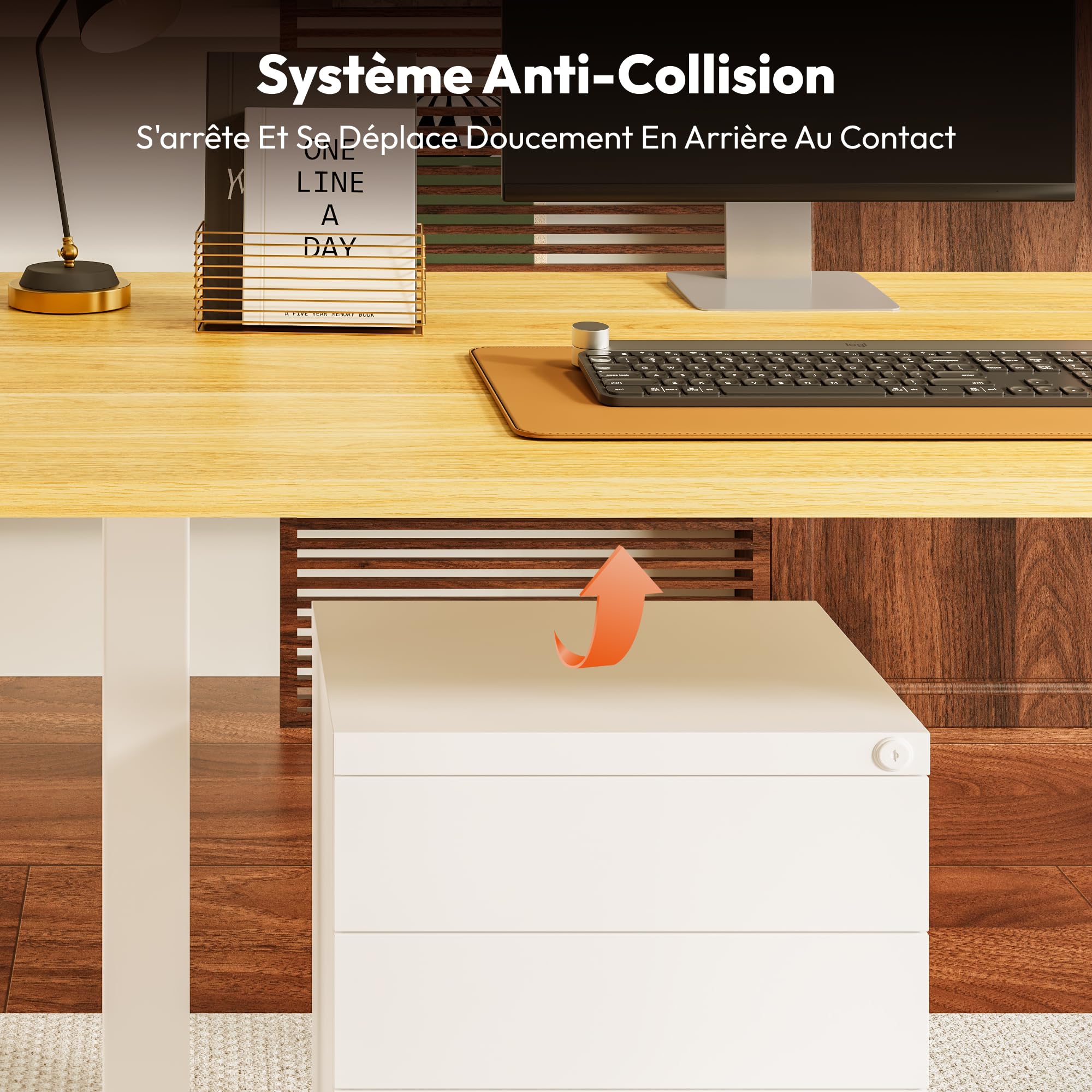 SANODESK Bureau Assis Debout Électrique 140x60 cm, Bureau Réglable en Hauteur Électrique avec Mémoire, Silencieux, Système Anti-Collision, Bureau Électrique Stable, Érable