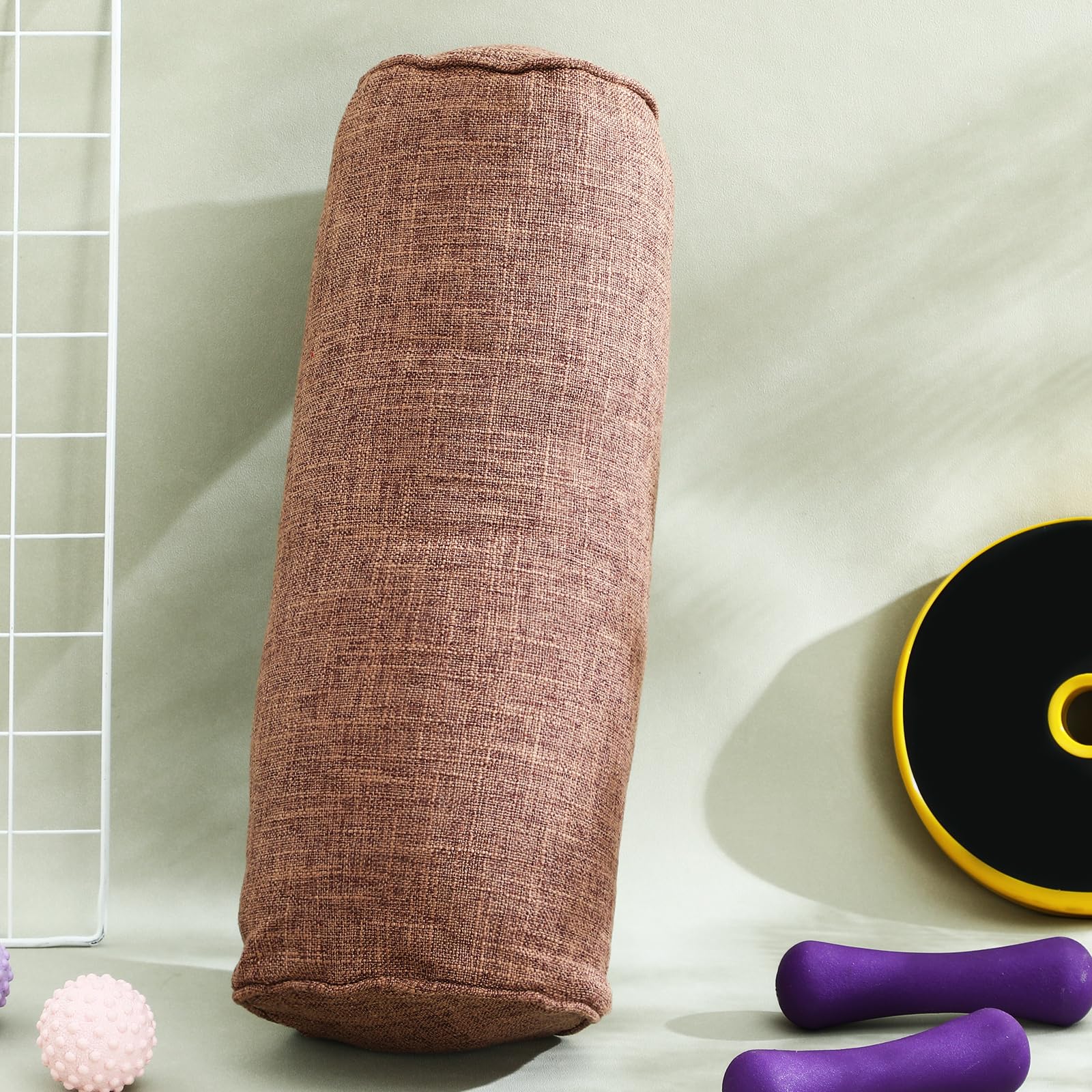 Alipis Cuscino Yoga Bolster Cilindrico di Lino e Cotone per Supporto Multifunzionale per Meditazione e Relax Fisico e Mentale