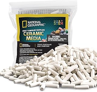 NATIONAL GEOGRAPHIC Ceramic Media for Rock Tumbling – 1.5 lb Ceramic Pellets, Tumbling Media for Rock Polisher, Use with Rock Tumbler Grit, Protects Rocks, Reusable, Rock Tumbling Supplies,White