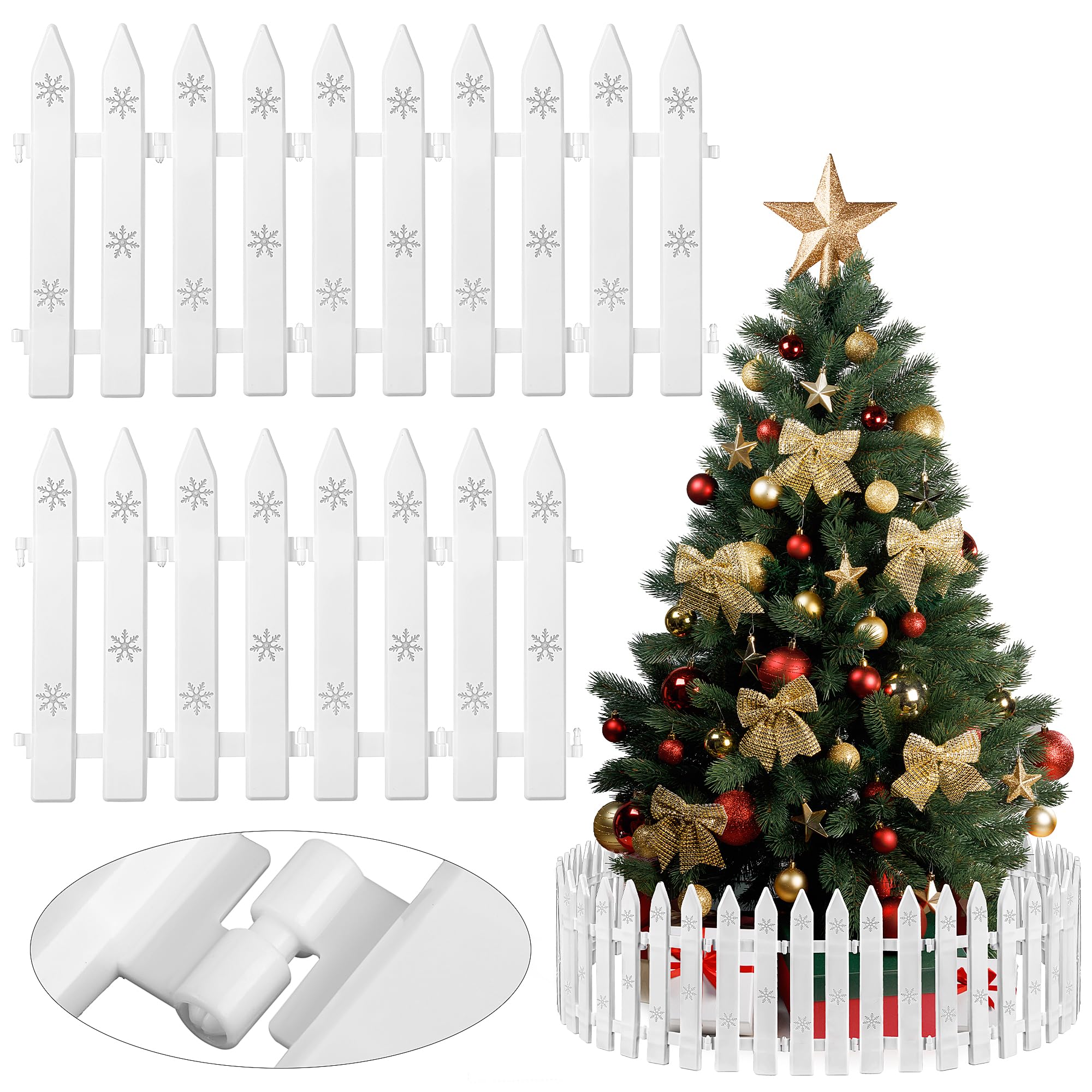 Aodaer 30 Pieces Christmas Tree Fences Plastic Picket Fence 12 Inch Christmas Fence Border Tree Barrier for Christmas Party Wedding Garden Home Fence Decoration, White