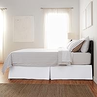 Vista 3 de Yaxa Basics Falda de cama plisada ligera, individual, color blanco brillante, sólido