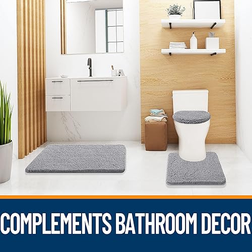 Miniatura 7 de OLANLY Funda de felpilla suave para tapa de inodoro de baño, lavable a máquina, 17.5 x 15 pulgadas, parte trasera de goma que se mantiene en su