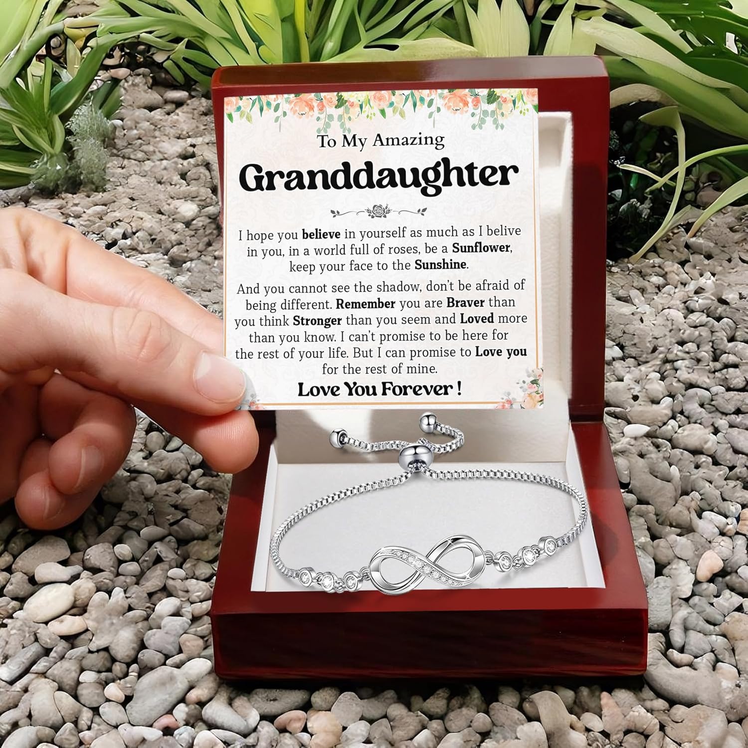 To My Granddaughter Bracelet, Granddaughter Infinity Heart Bracelet, Granddaughter's Jewelry Gift From Grandma Grandpa With Message Card And Box Meaning, Graduation Gift, Birthday Christmas Gifts