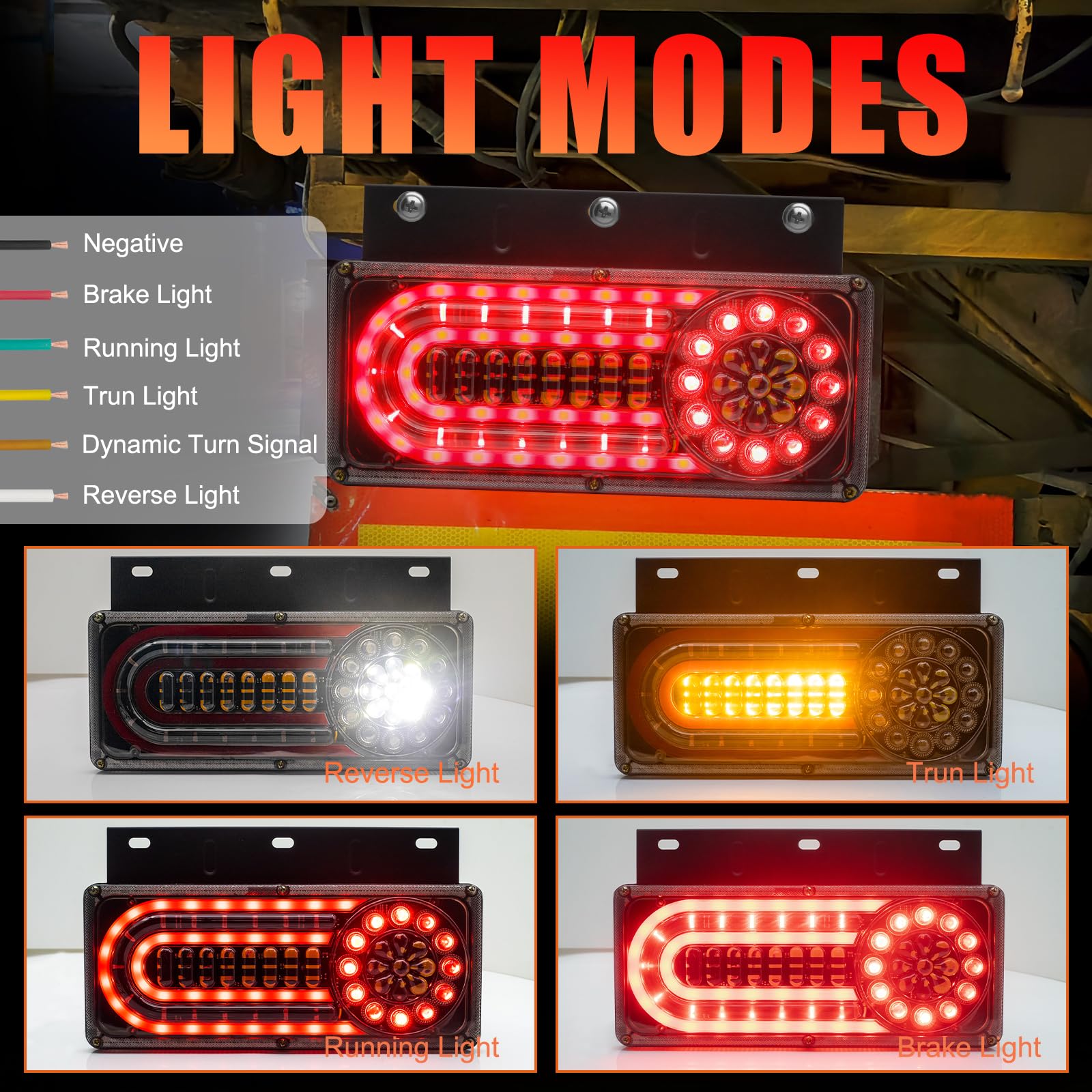 Biqing 2PCS Fanali Posteriori Rimorchio Kit con Staffa in Ferro,24V Fanale Posteriore LED Indicatore di Direzione Dinamico Lampada Luci Posteriori a LED per Rimorchio Camion Camper Caravan Furgone