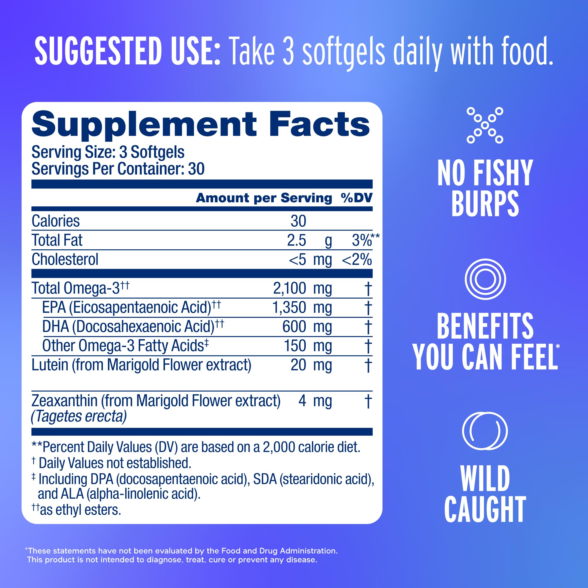 Oceanblue Omega-3 2100 with Lutein & Zeaxanthin - 90 Softgels (30 Servings) — Amazon image 2