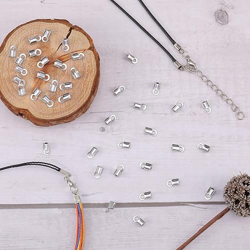 Miniatura 7 de Extremos de cable plegables de acero inoxidable 304, puntas de extremo de crimpado, tapas de extremo de cinta de cuero, puntas de cierre de joyería