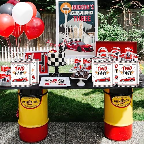 Miniatura 3 de 16 bolsas de regalo de 2 cumpleaños para autos de carreras, suministros de fiesta de segundo cumpleaños con asas para niños, recuerdos de fiesta de