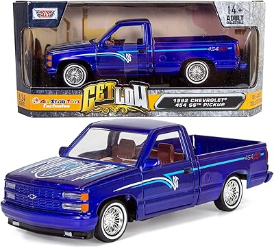 All Star Toys Motormax 1992 Chevy 454SS Pickup Lowrider Truck Candy Blue 1/24 Diecast Model Exclusive Get Low 79036