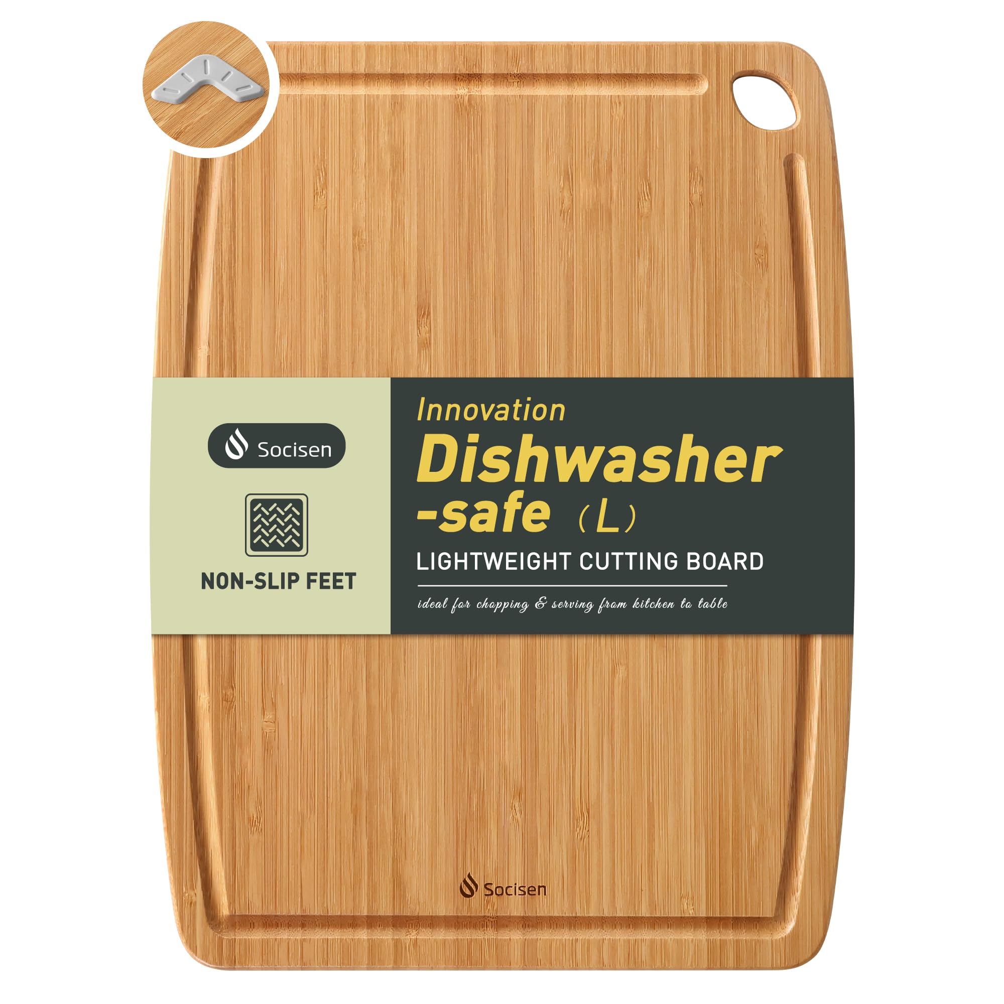 Socisen Lightweight Durable Bamboo Cutting Board