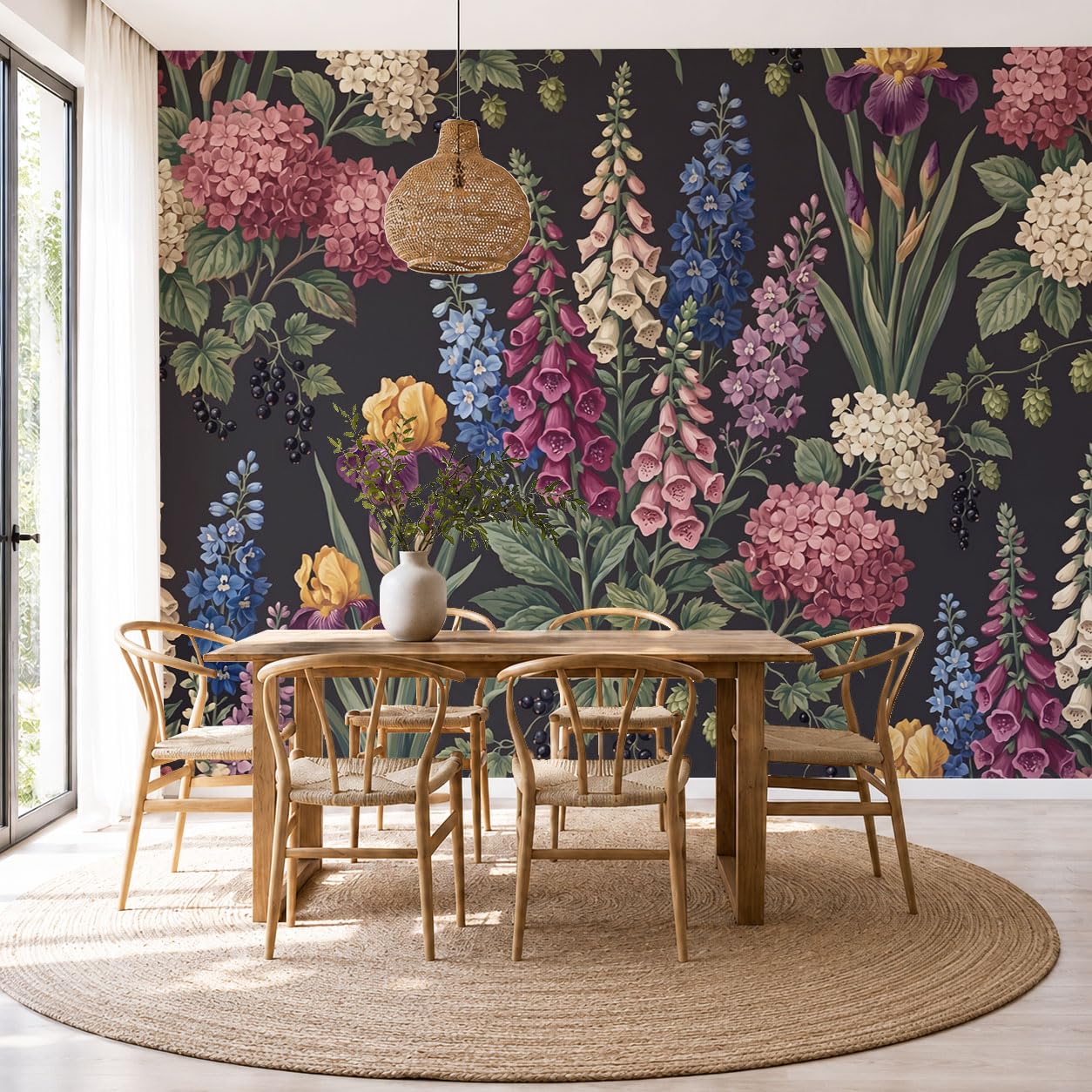 Papel Pintado 450Anx315Al cm Estampado Floral Retro Fotomurale 3D