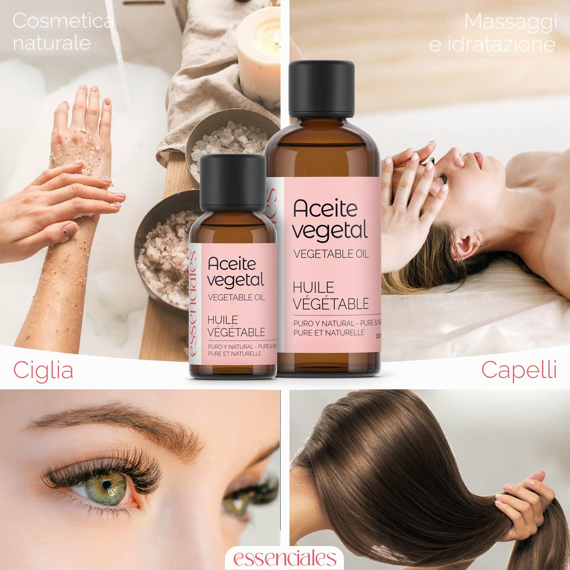 Essenciales – Olio Vegetale di Argan BIO, 100% Puro e Certificato Ecologico, 1 Litro | Olio Vegetale Argania Spinosa, 1ª Spremitura a Freddo