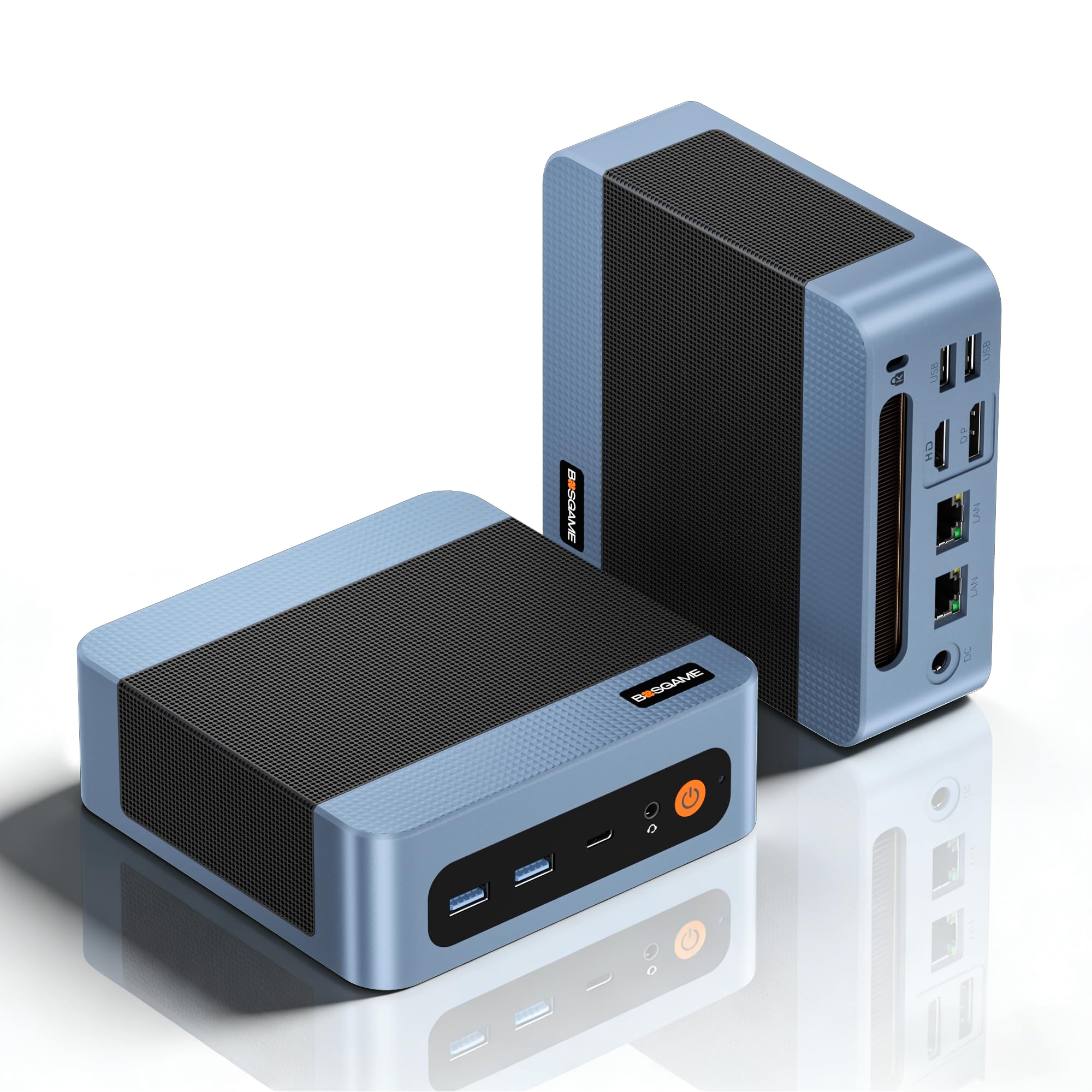 BOSGAME E5 Mini PC per casa e ufficio, Ryzen 5300U (supera 4300U, fino a 3,8 GHz), 8 GB RAM DDR4, SSD da 256GB, mini desktop PC, triplo display 4K, doppia LAN 2,5G, WiFi 5, BT5.0, mini computer